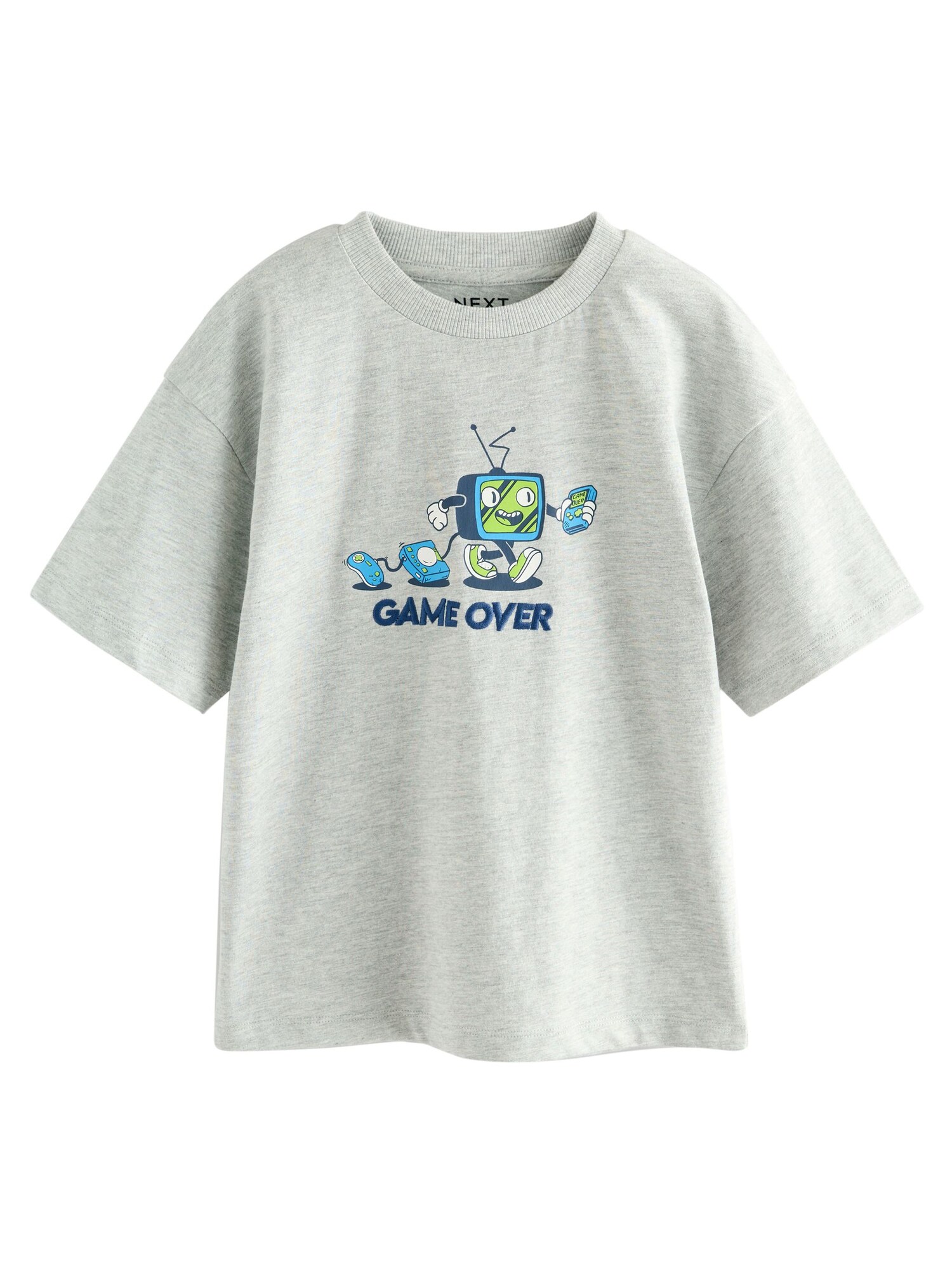 Next Tricou  azur / gri / verde deschis / alb