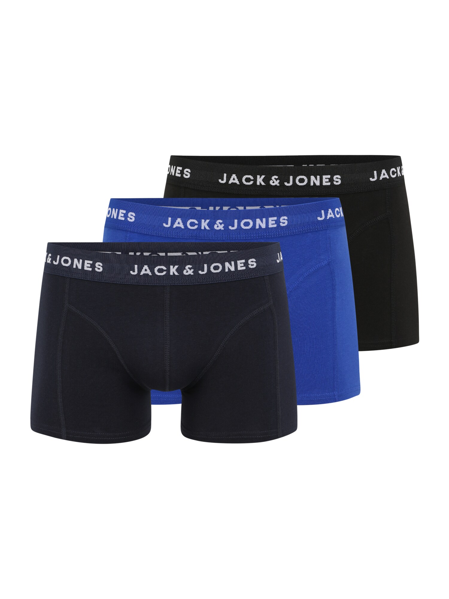 JACK & JONES Boxer trumpikės 'RIS'  juoda / mėlyna / tamsiai mėlyna / balta