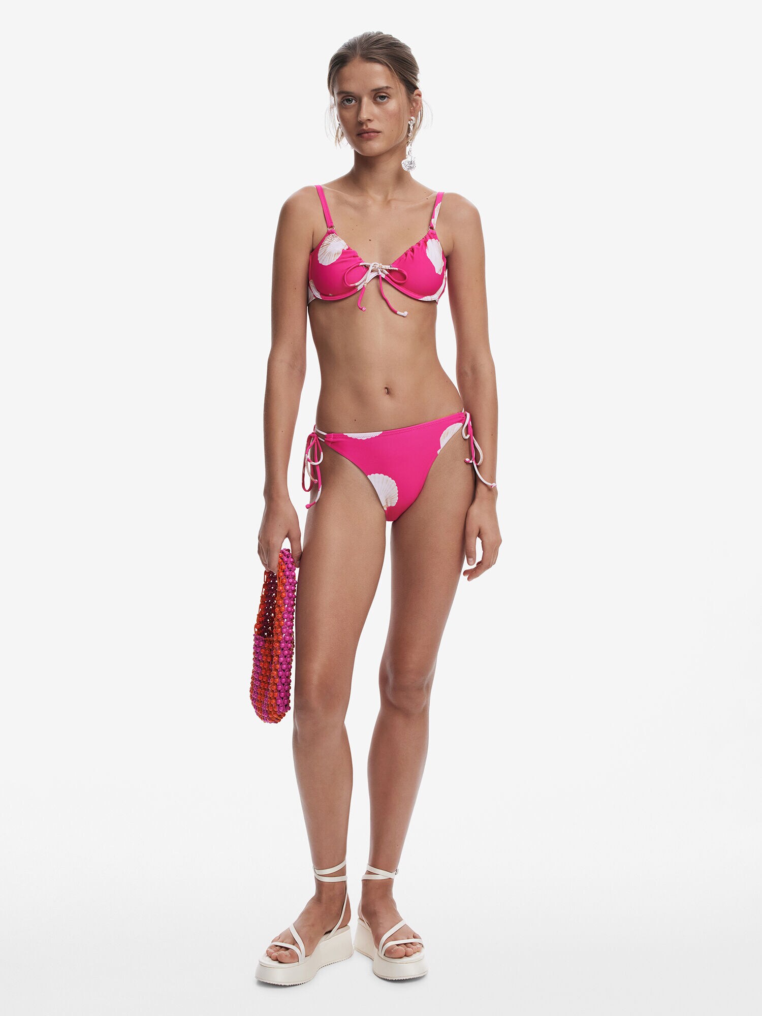 Desigual Bikini felső 'Shell'  bézs / lilásvörös / piszkosfehér termék 2. képe