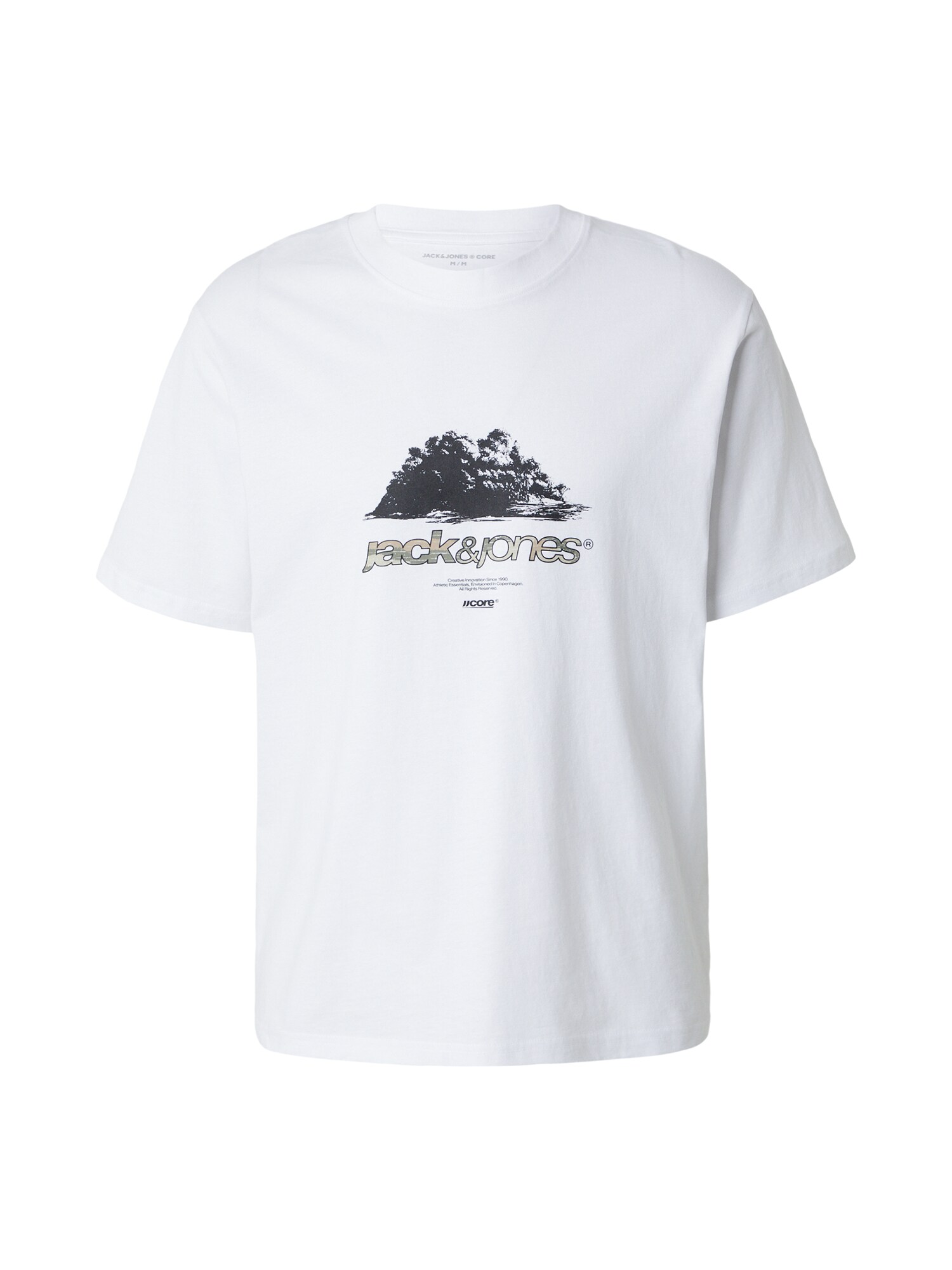 JACK & JONES Tricou 'JCOBREEZE'  brocart / negru / alb