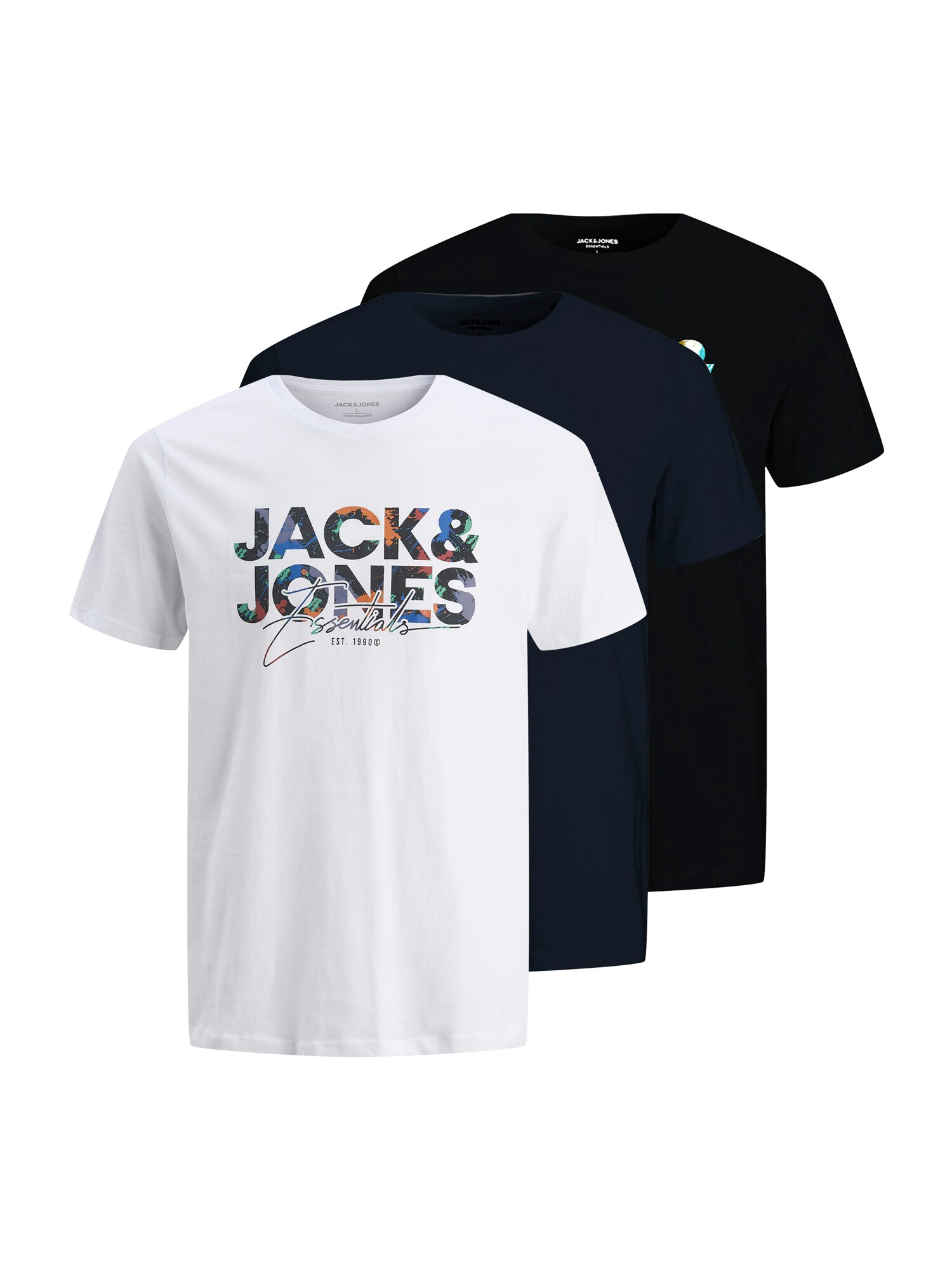 JACK & JONES Póló  tengerészkék / narancs / fekete / fehér akciós termékkép 1