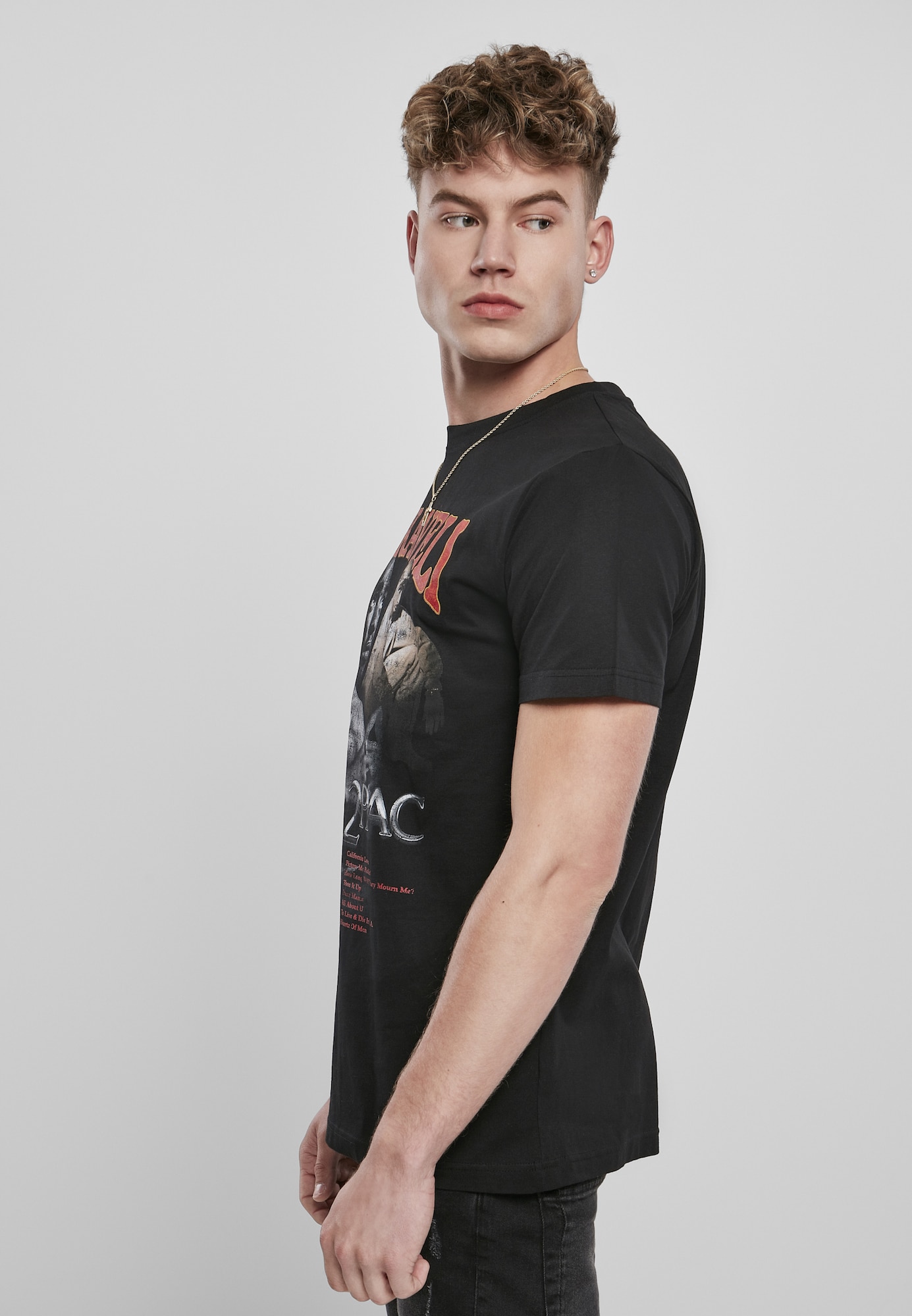 Mister Tee Tričko 'Tupac Makaveli' sivá / svetločervená / čierna (obrázok 6)