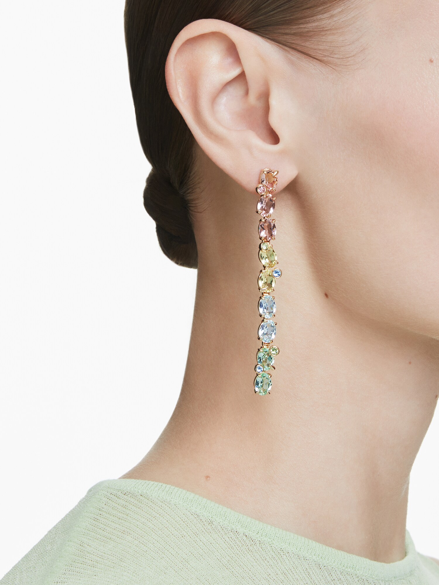 Swarovski Fülbevalók  arany / világoszöld / pitaja / átlátszó termék 2. képe