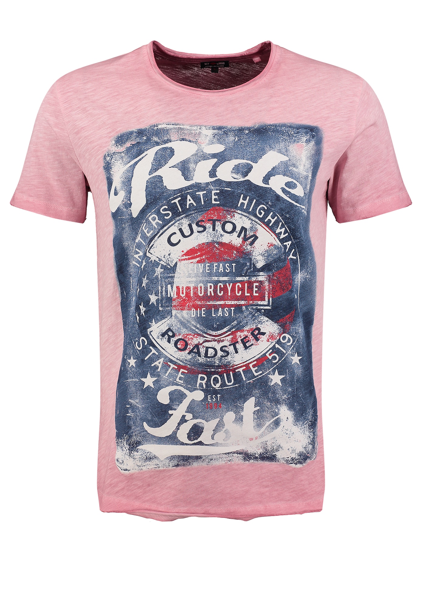 Key Largo Tricou Fast  albastru denim / roz pal / roșu / alb