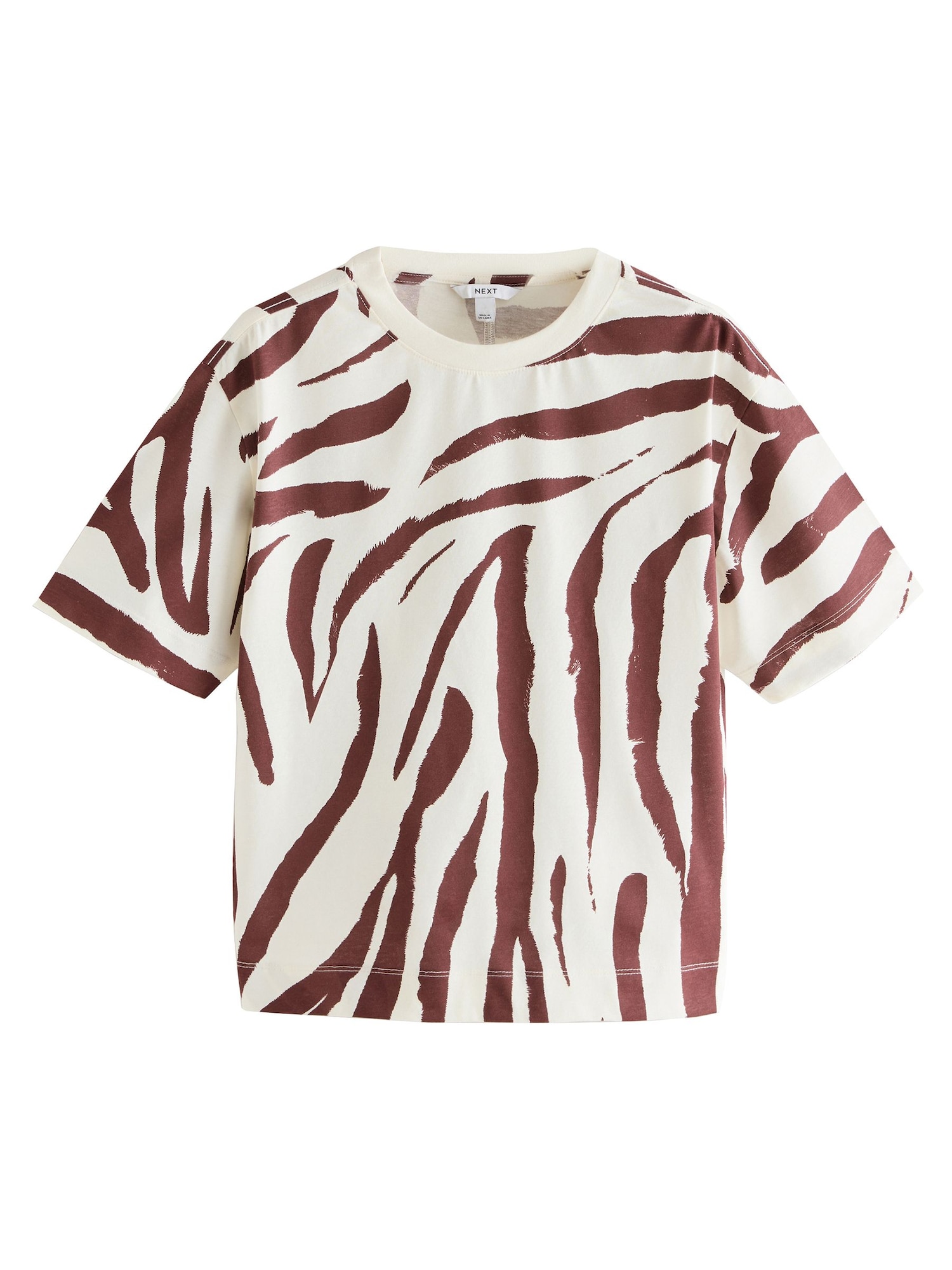 Next Tricou  ciocolatiu / alb