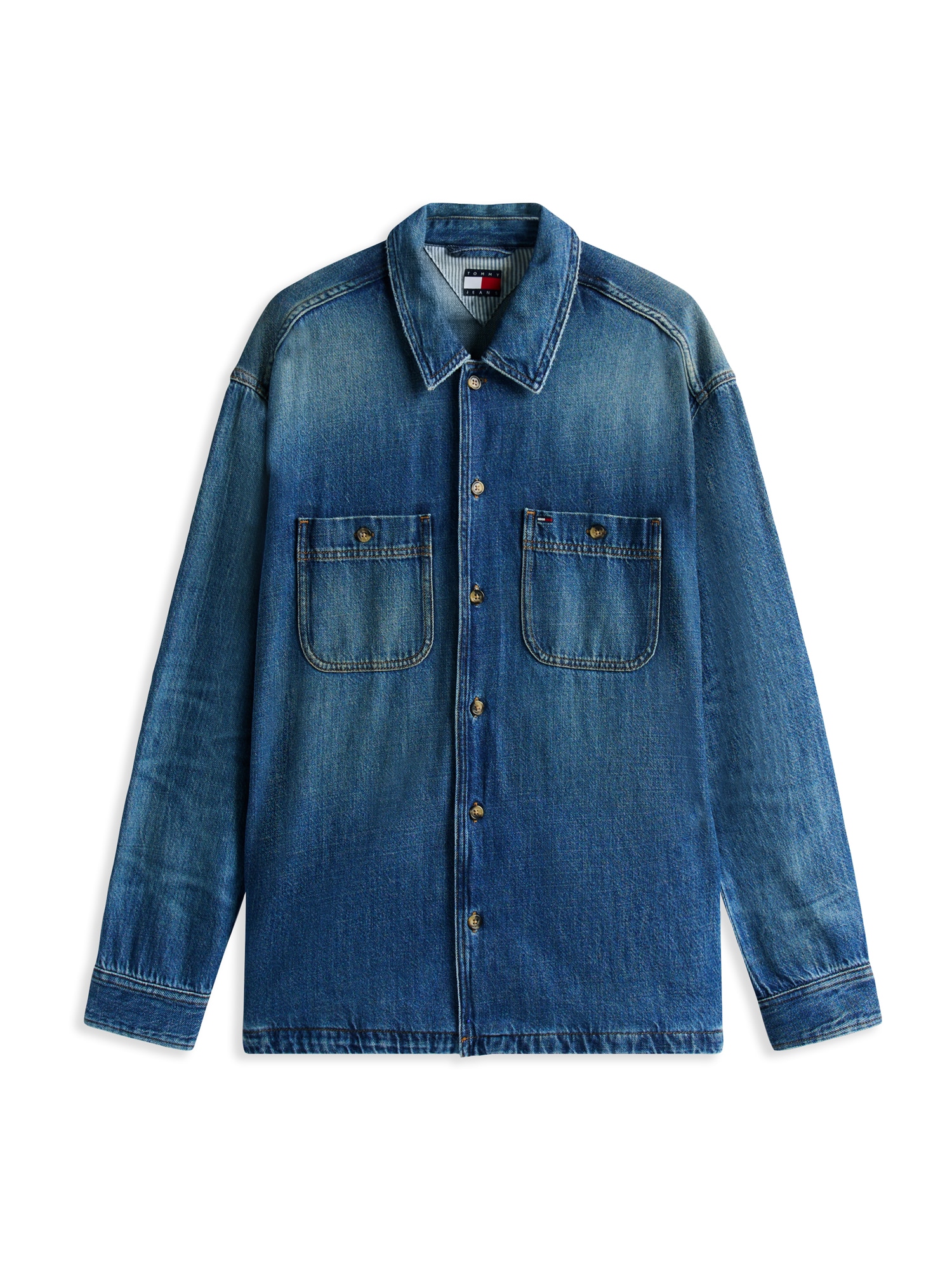 Tommy Jeans Cămașă  bej / albastru denim