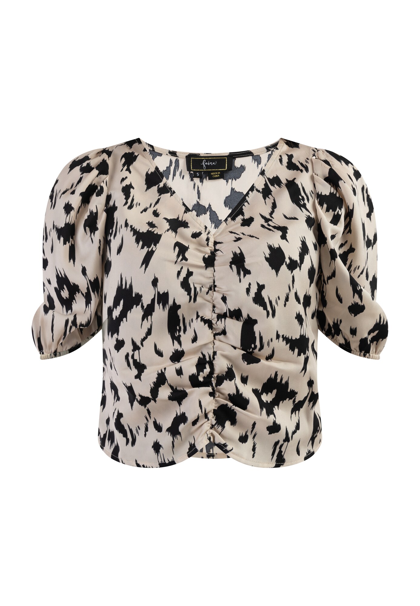 faina Blusa  beige / negro