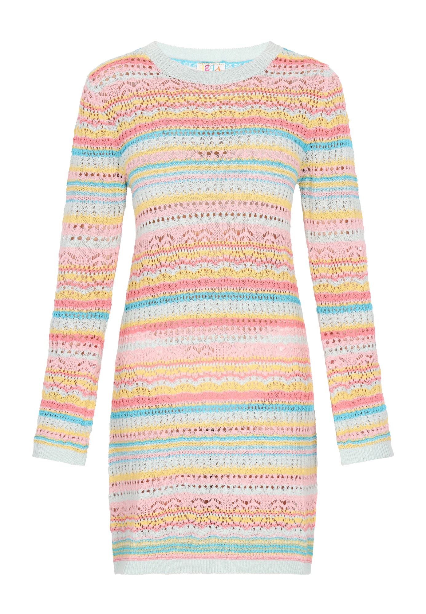 IZIA Rochie tricotat Festival  turcoaz / portocaliu deschis / rosé / alb
