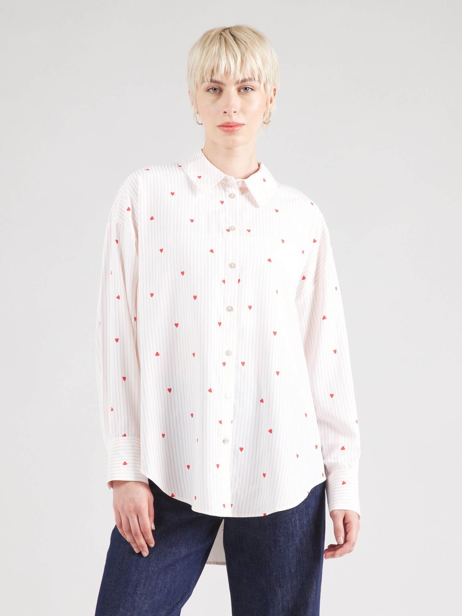 VERO MODA Blúz 'VMNORA'  bézs / piros / fehér termék 2. képe