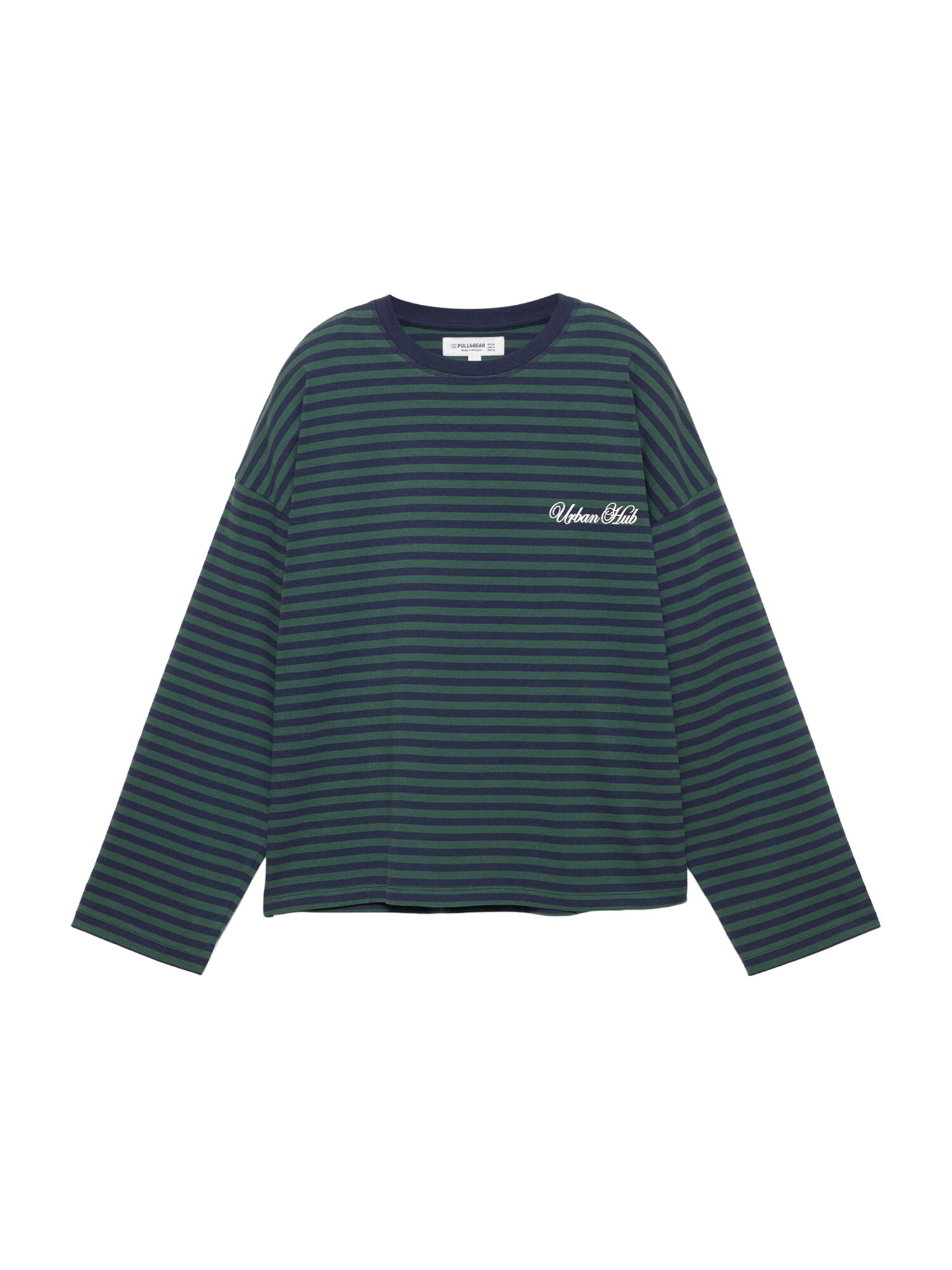 Pull&Bear Tricou PACIFIC  bleumarin / verde pin / alb