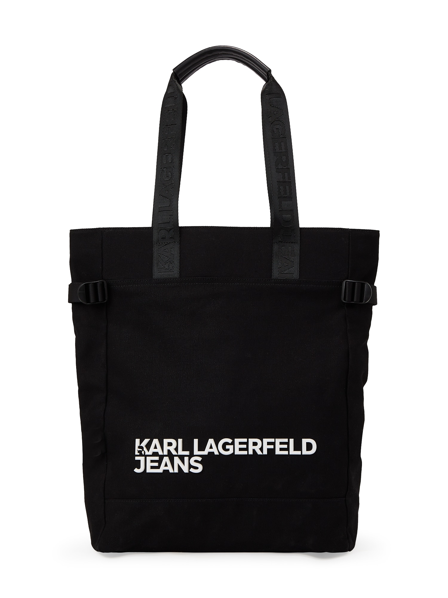 KARL LAGERFELD JEANS Pirkinių krepšys 'Utility' juoda / balta