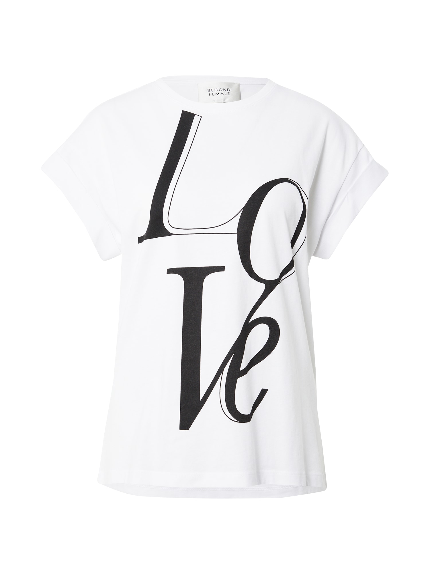 SECOND FEMALE Marškinėliai 'Love' juoda / balta