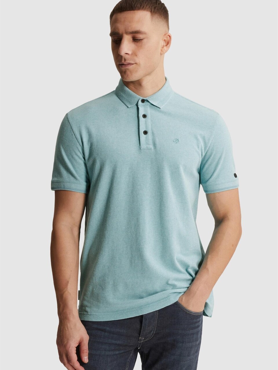 T-shirt 'Slim fit polo shirt with allover texture'