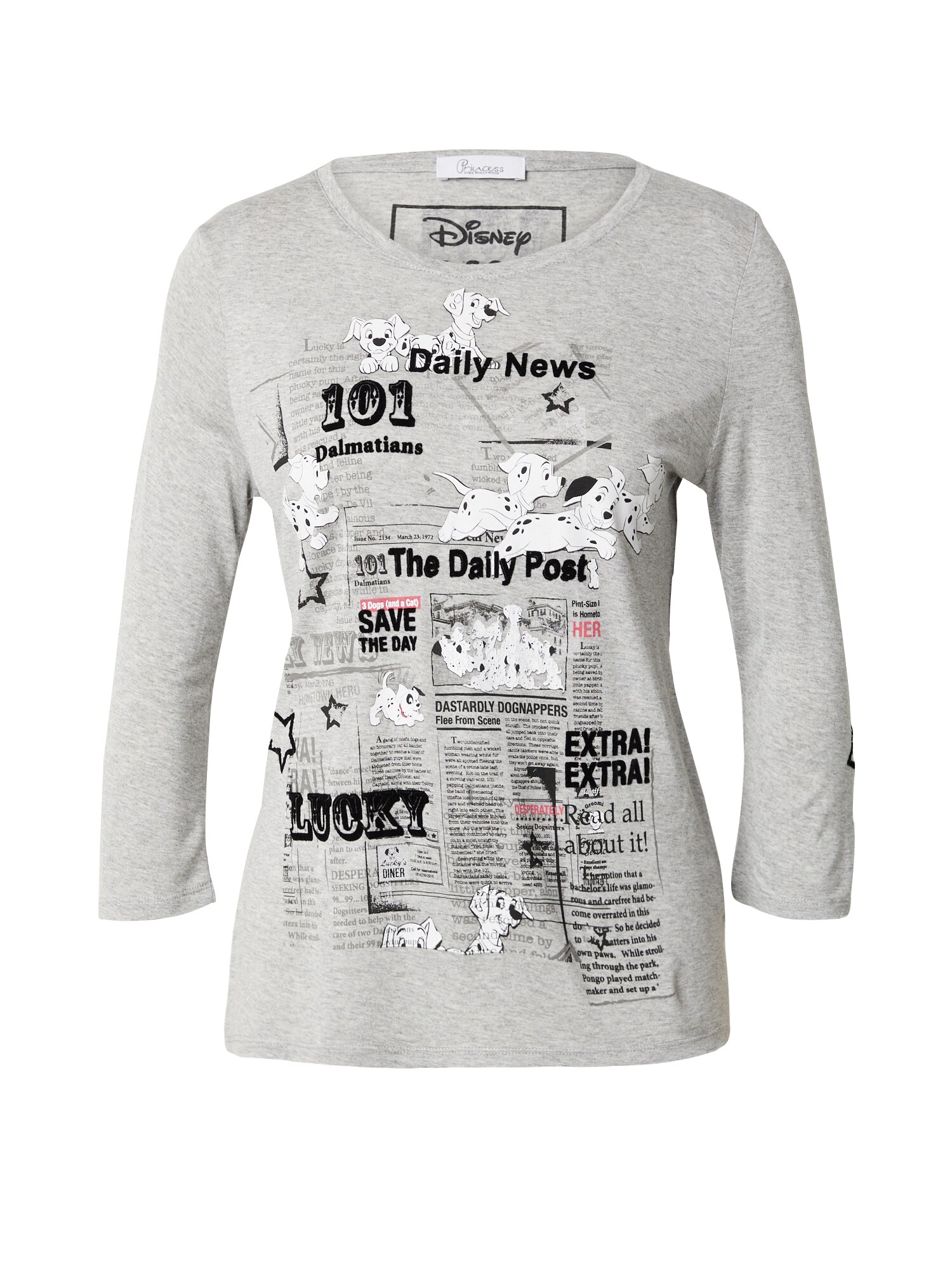 PRINCESS GOES HOLLYWOOD Tricou 'Dalmatiner Daily Post'  gri amestecat / negru / alb