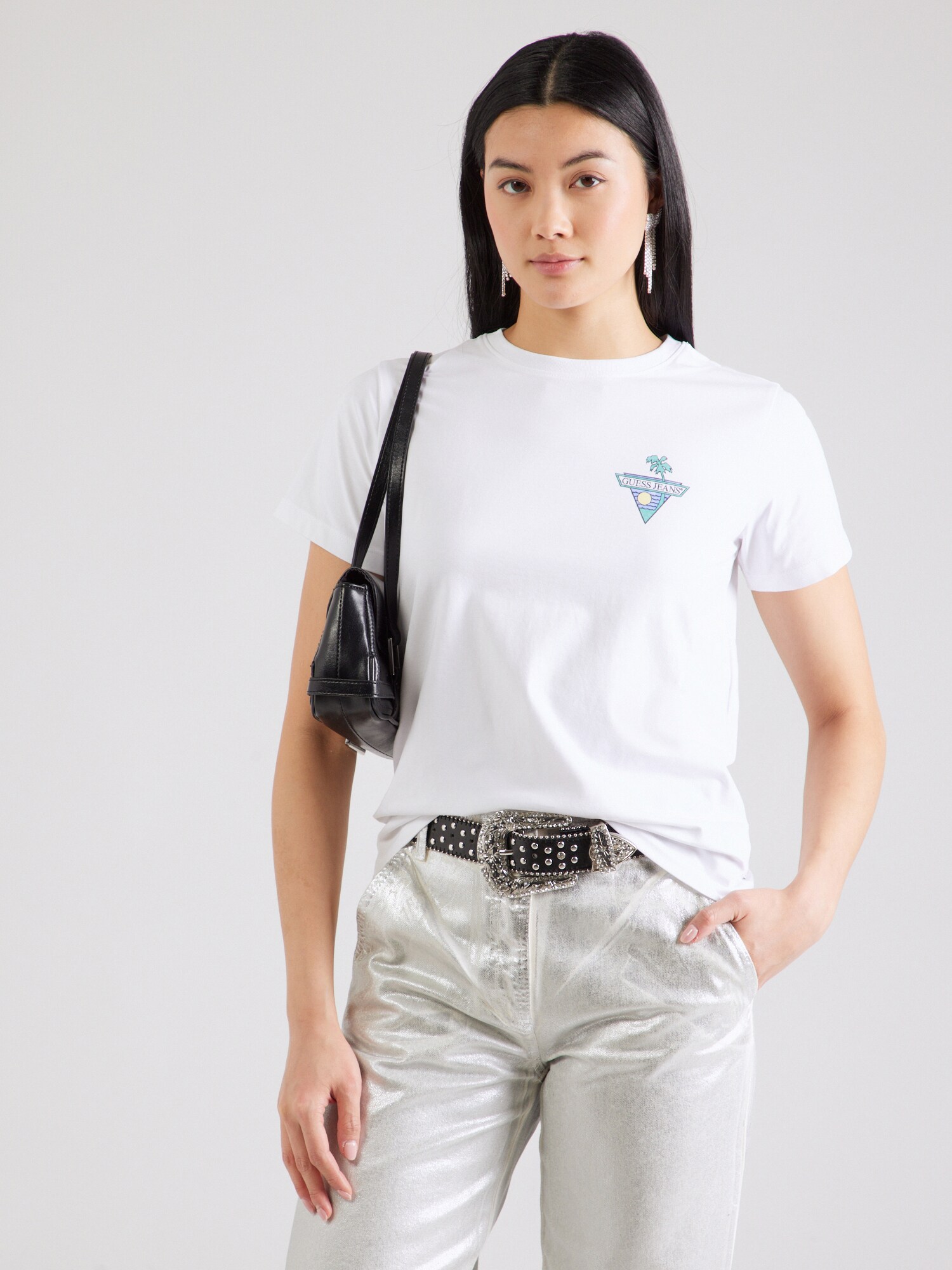 GUESS JEANS Póló  türkiz / világos sárga / fekete / fehér termék 2. képe