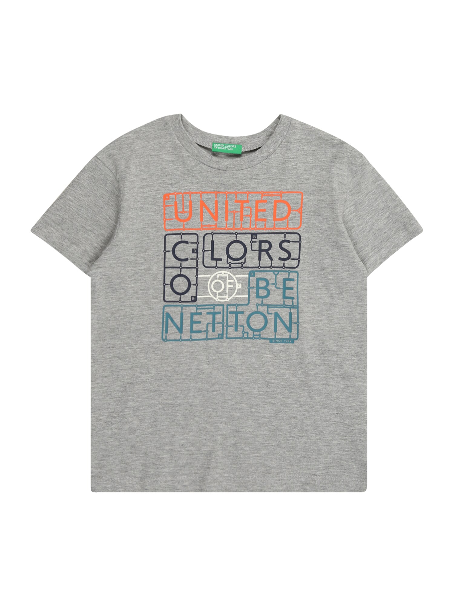 UNITED COLORS OF BENETTON Póló  barna melír / narancs / fekete / fehér akciós termékkép 1