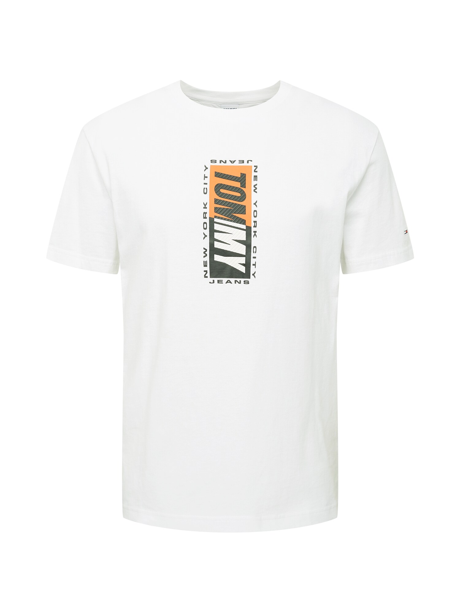 Tommy Jeans Marškinėliai  balta / antracito / oranžinė