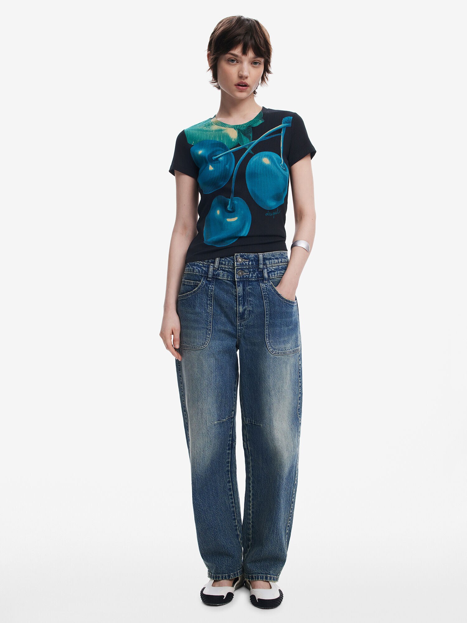 Desigual Póló 'Cherry Perkins'  sötétkék / zöld / fekete termék 2. képe