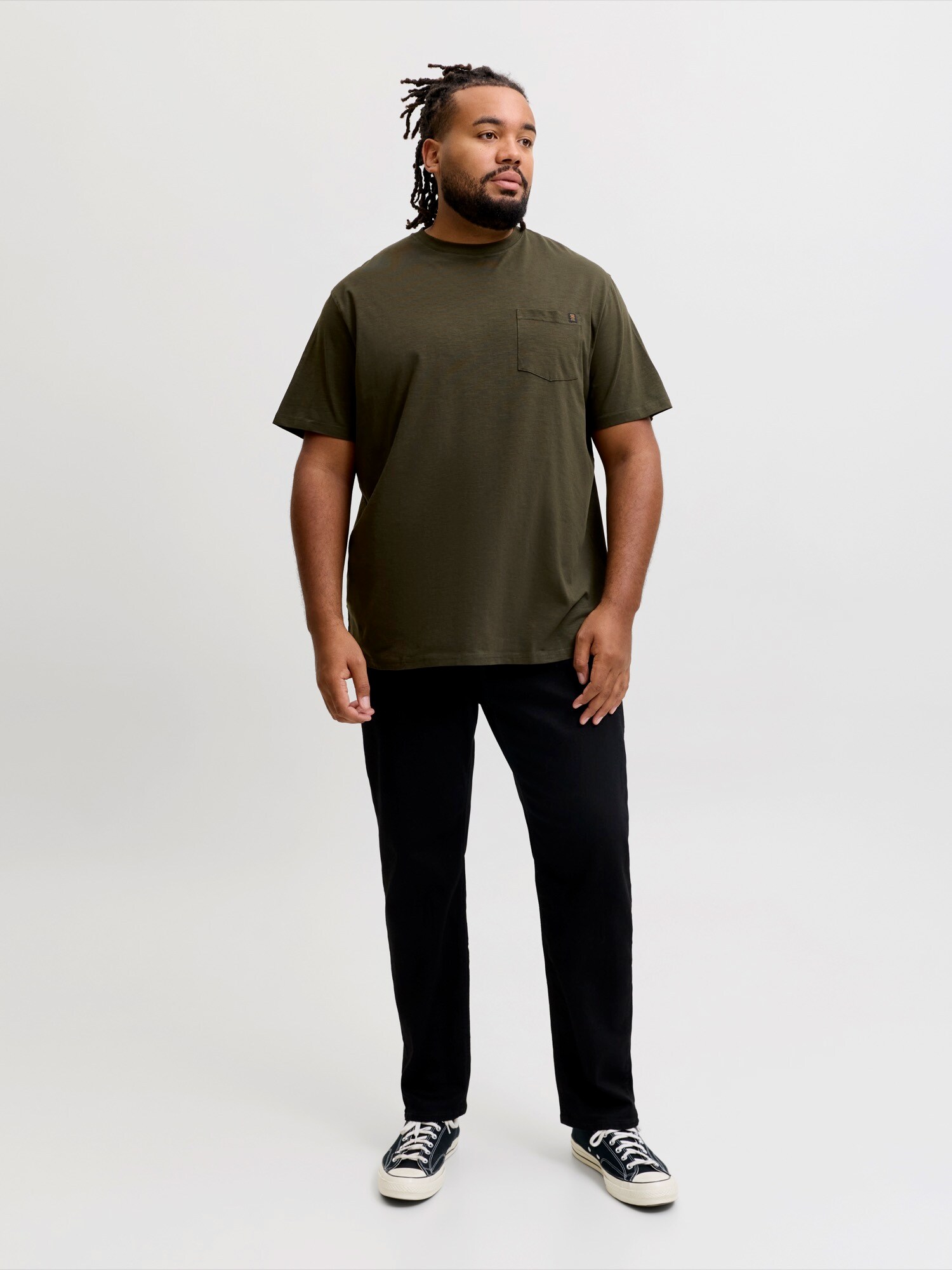 Jack & Jones Plus Tričko 'JJEDOVER'  olivová (obrázok 5)