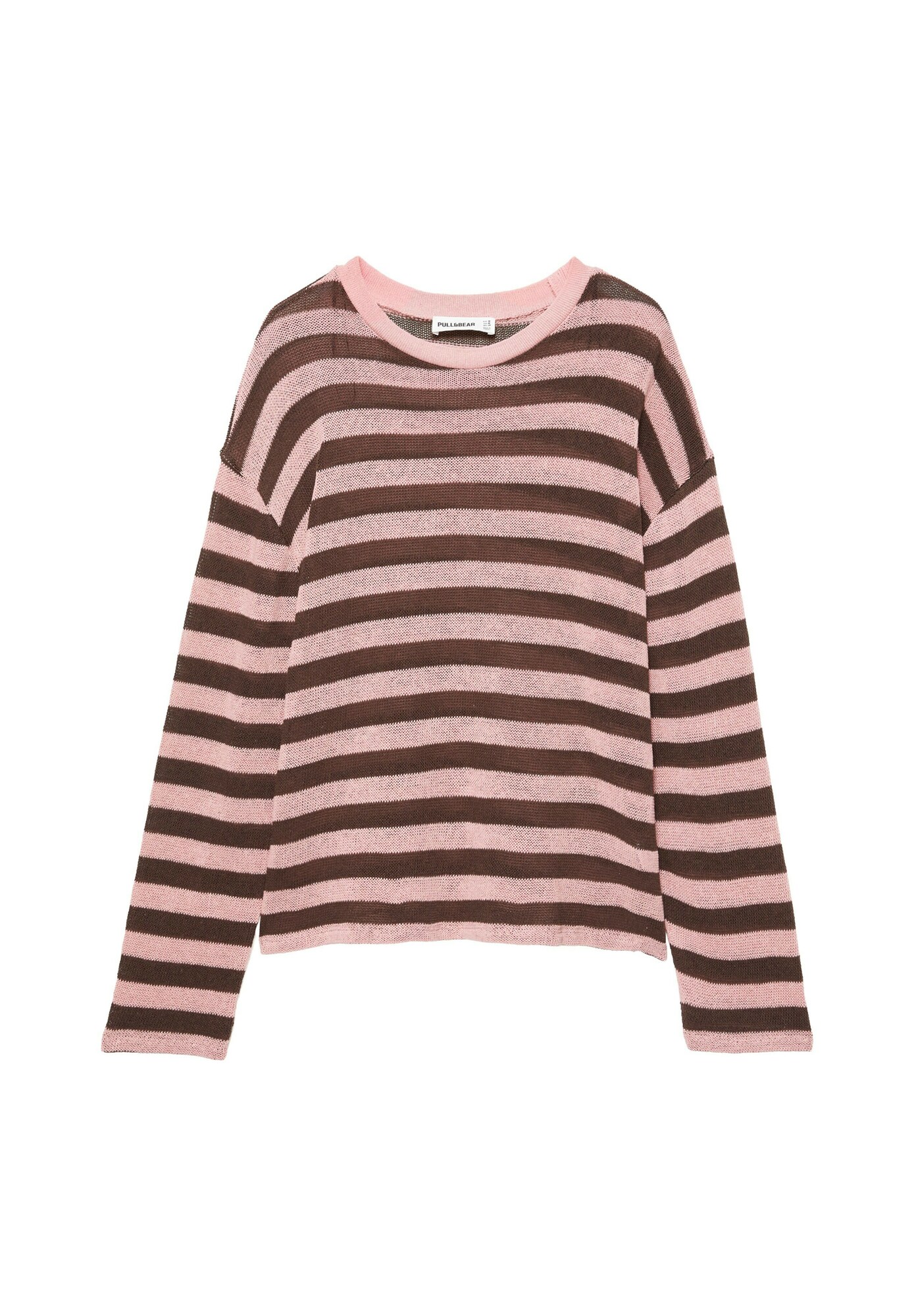 Pull&Bear Pulover ciocolatiu / roz