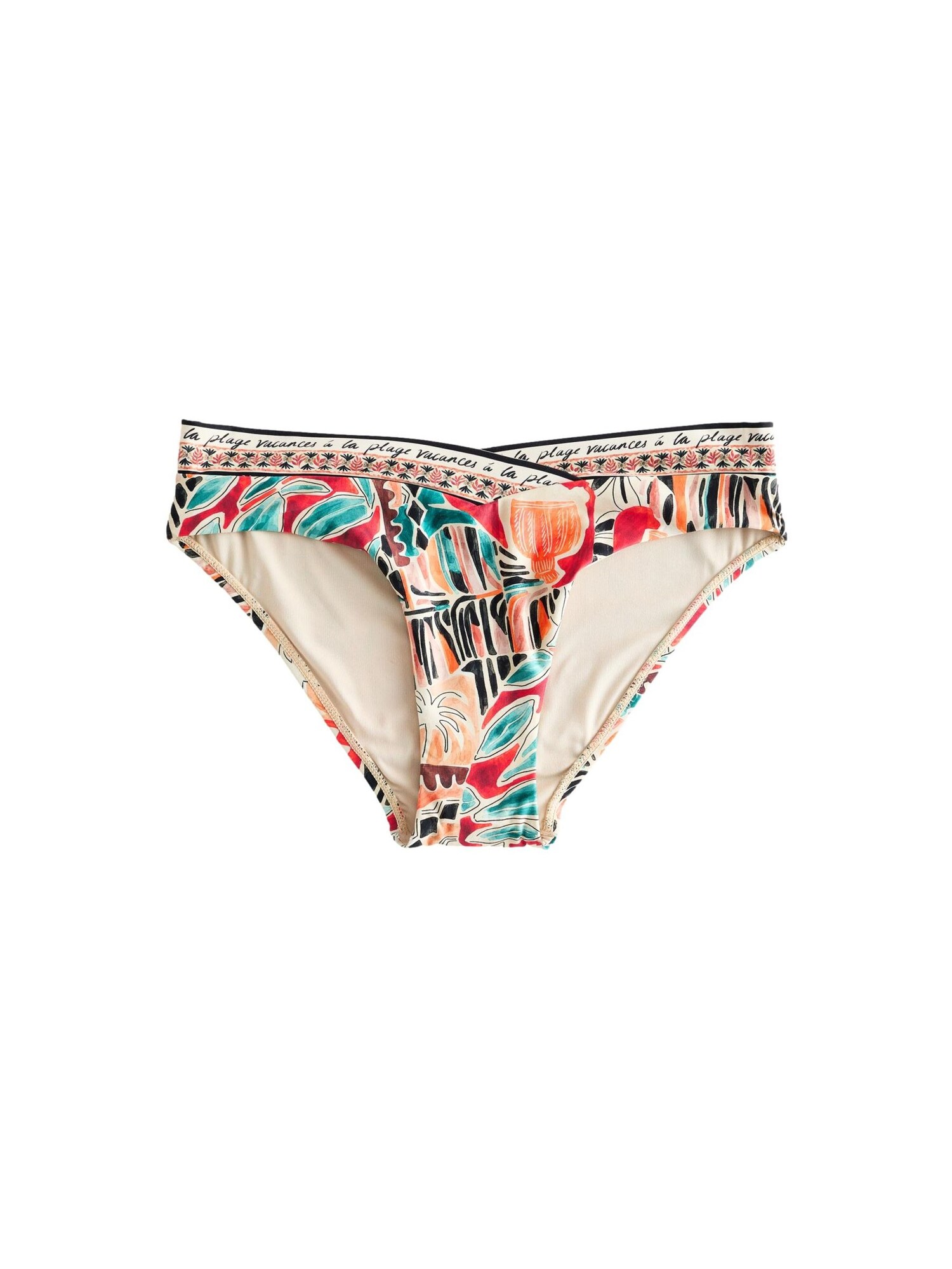 Next Slip costum de baie  bej / cyan / roșu / negru