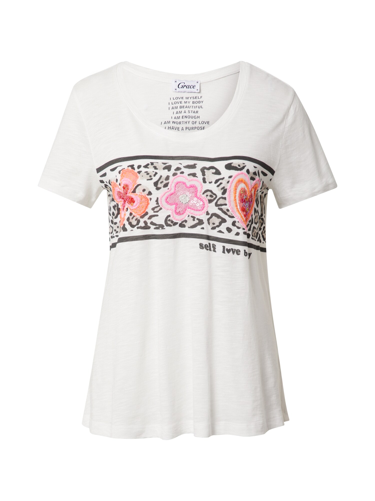 Grace Marškinėliai 'Self Love' balta / mišrios spalvos