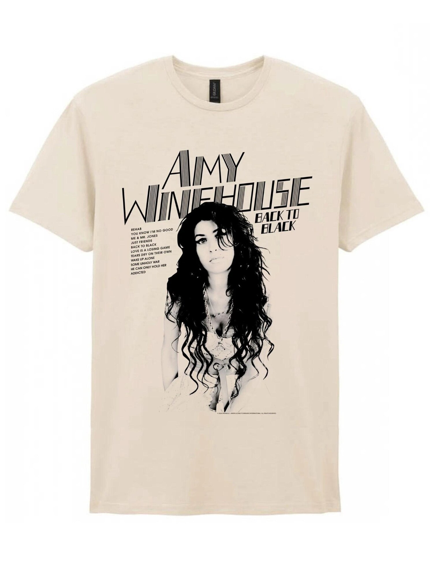 Amy Winehouse Camiseta 'Amy Winehouse Back To Black Tracks T-Shirt' blanco natural – imagen 1