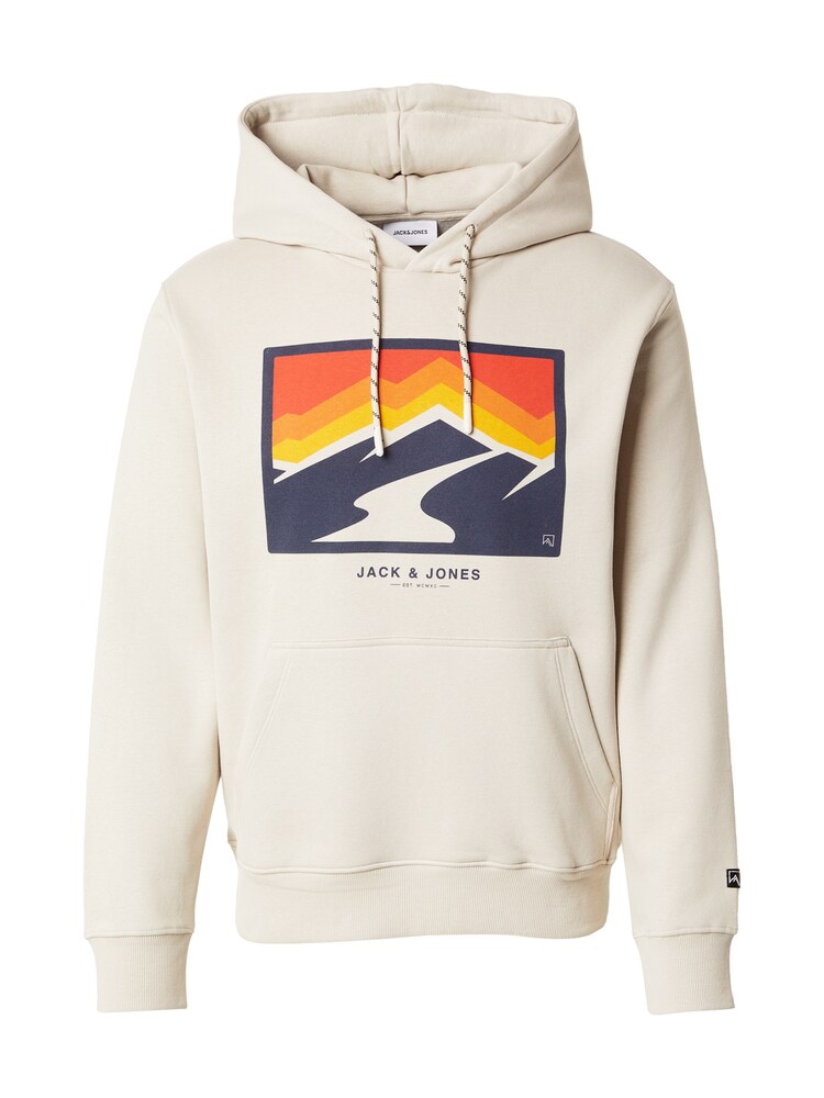JACK & JONES Sweatshirt 'JJEXPLORER' Herren Größe L marine / greige / orange / weiß