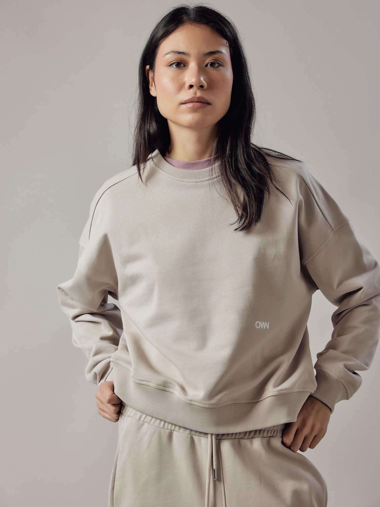 OWN Off With Nature Felpa 'Felpa Girocollo Loose Fit' beige