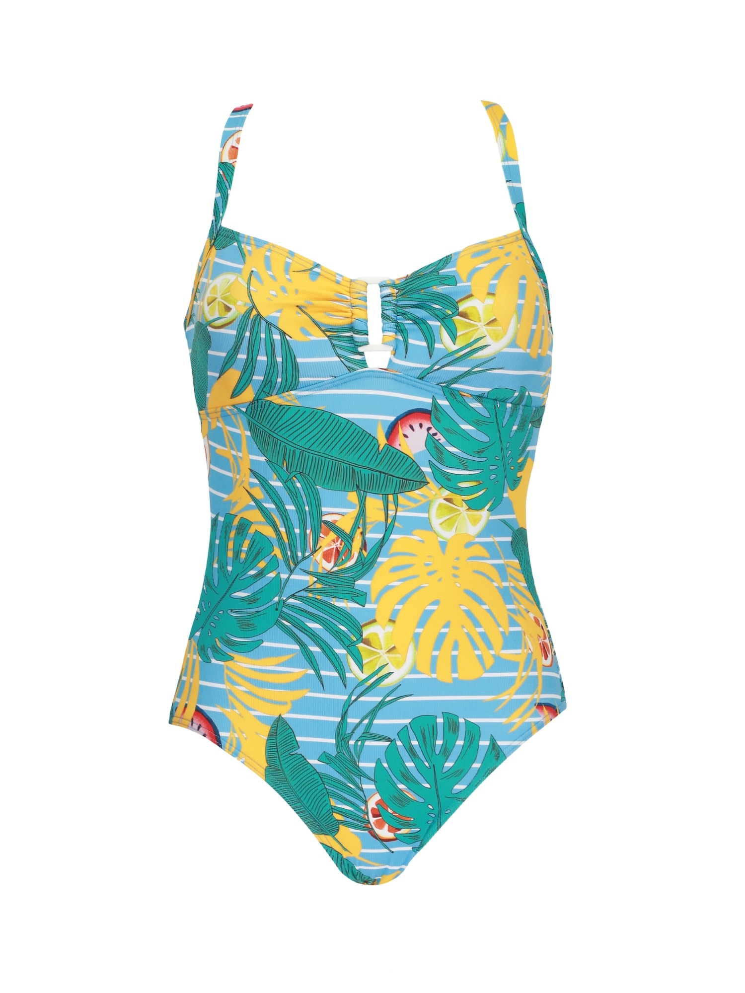 VIVID Costum de baie întreg  turcoaz / albastru deschis / galben lămâie / alb