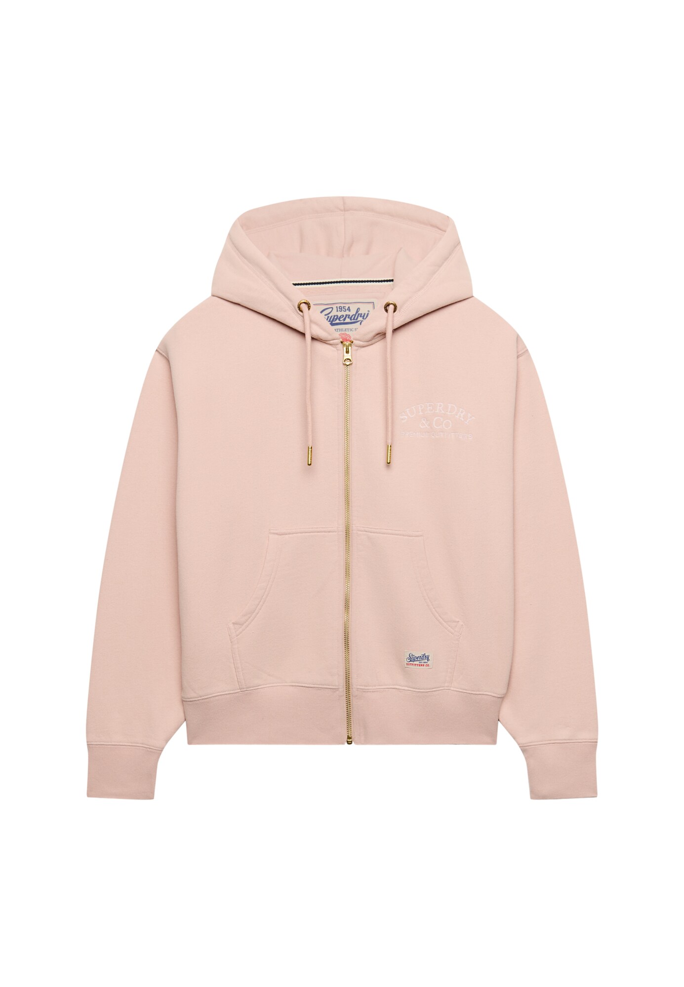 Superdry & Co Tepláková bunda 'Luxe Casual'  ružová / biela