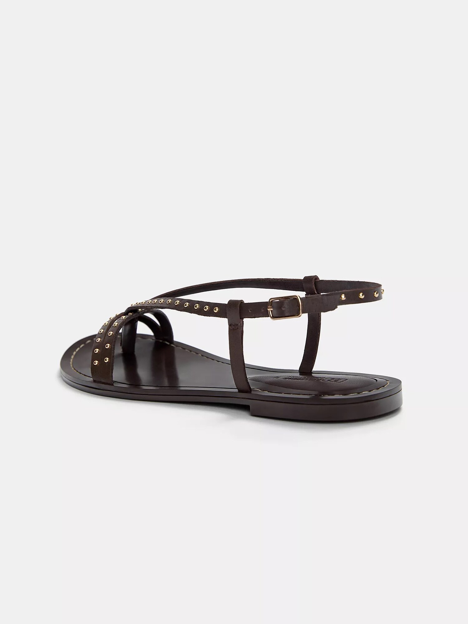 Pull&Bear Remienkové sandále  tmavohnedá / zlatá (obrázok 4)