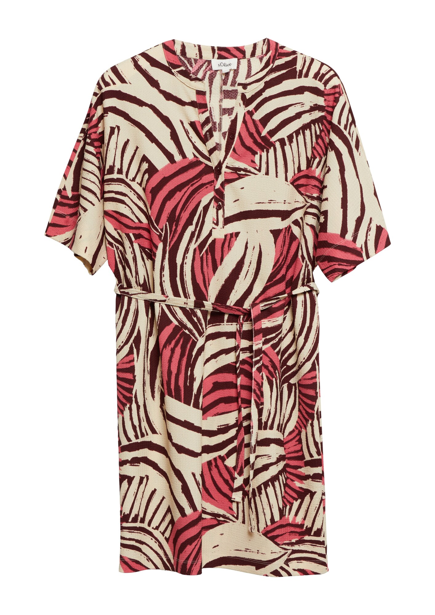 S.Oliver Blousejurk Lichtbeige / Donkerbruin / Watermeloen Rood