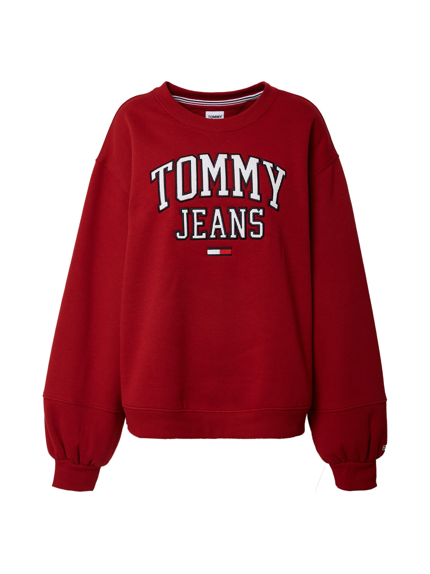 Tommy Jeans Megztinis be užsegimo 'COLLEGIATE'  ugnies raudona / balta / tamsiai mėlyna