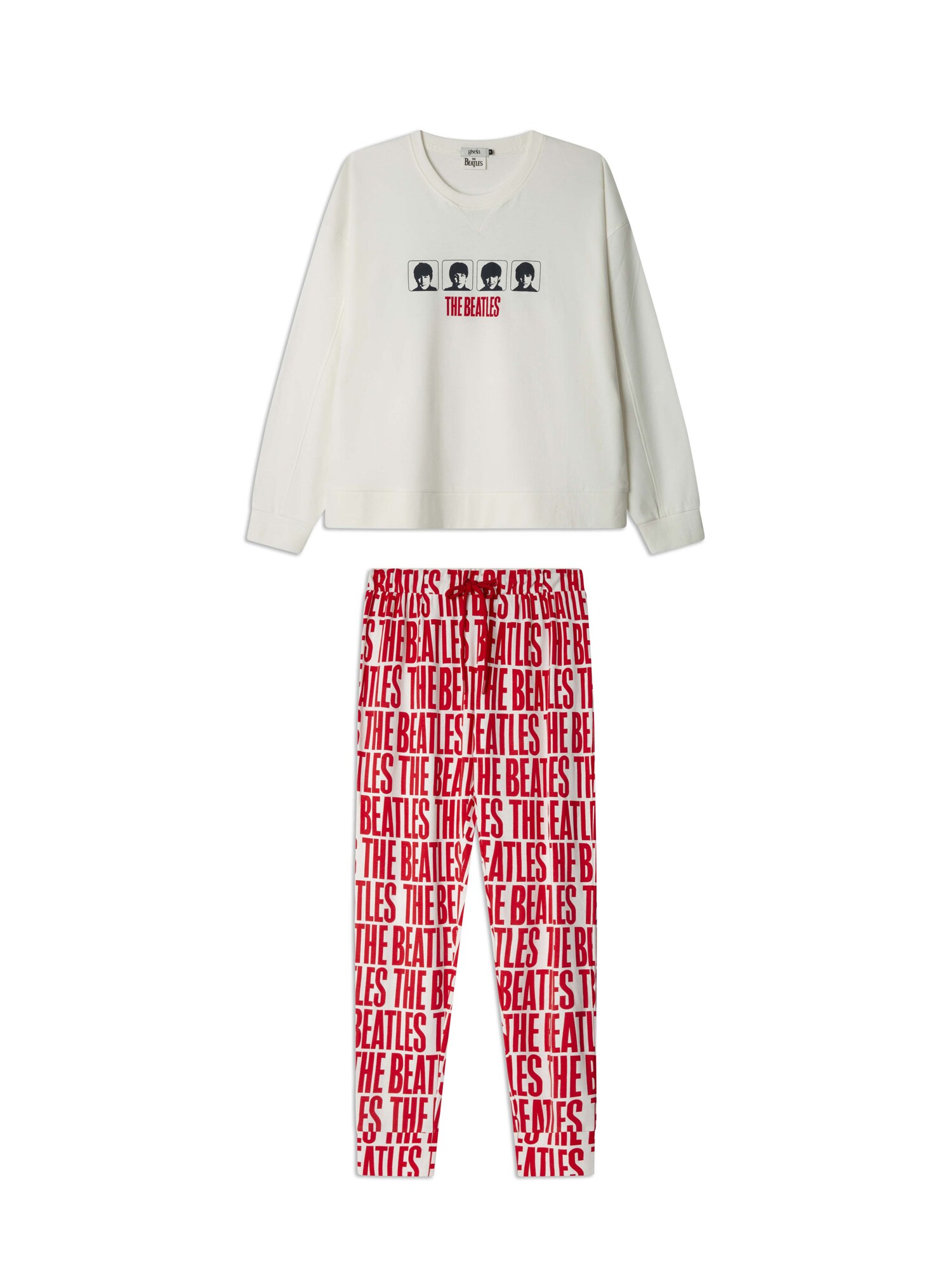 Gisela Pijama  roșu / alb murdar