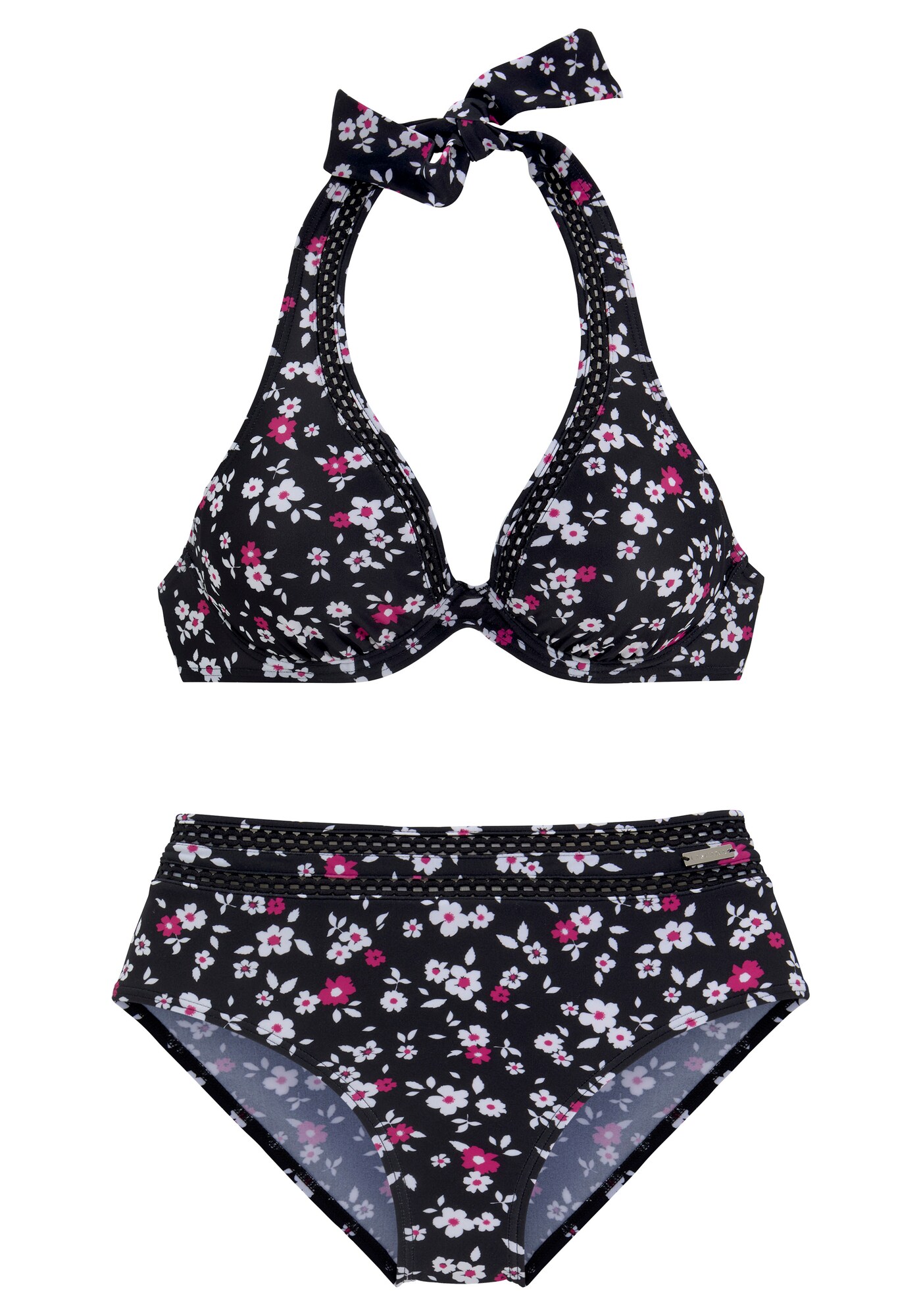 LASCANA Bikini  rózsaszín / fekete / fehér akciós termékkép 1
