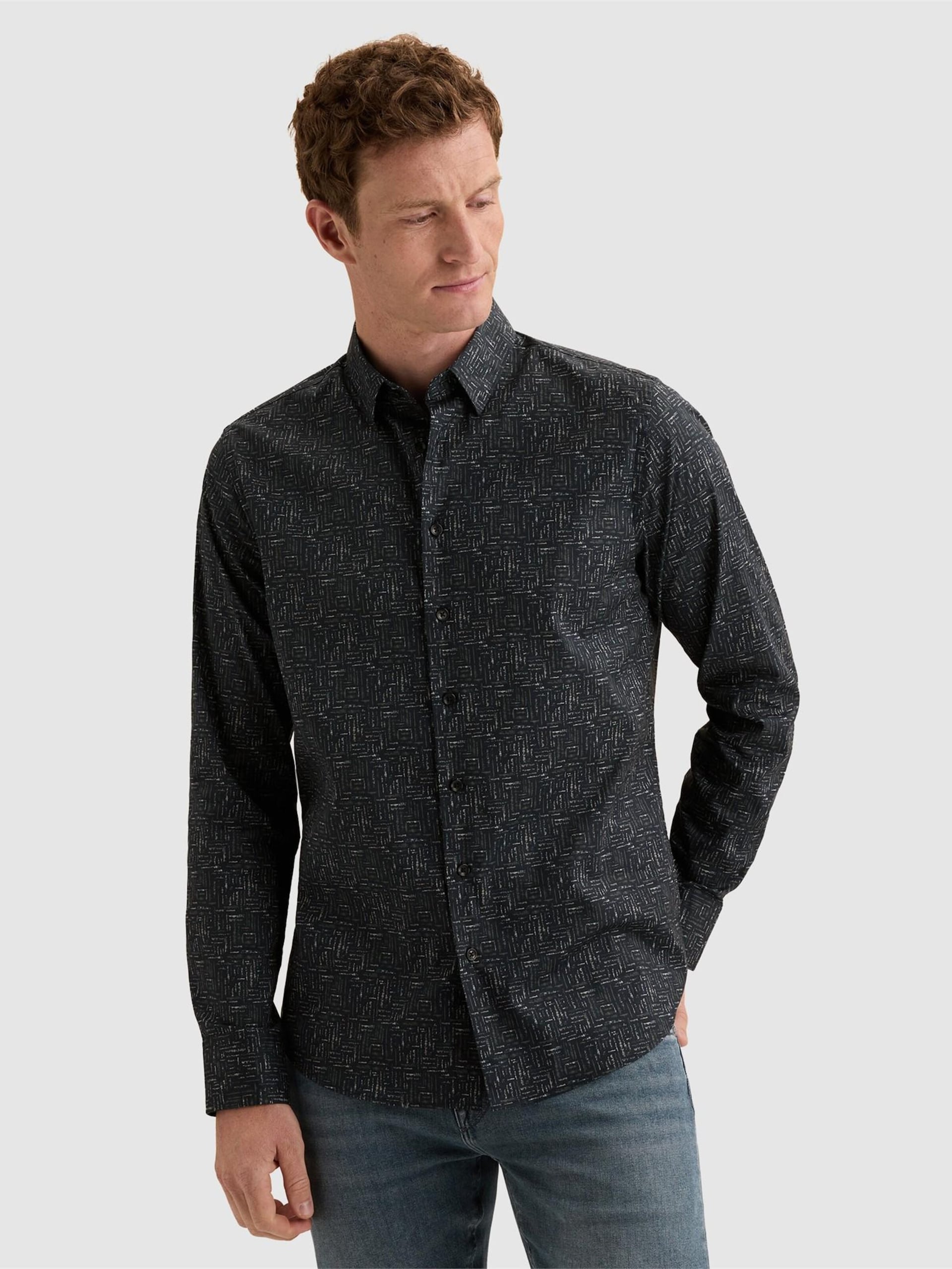 Vanguard Skjorta 'Shirt in poplin with stretch and allover print' herr