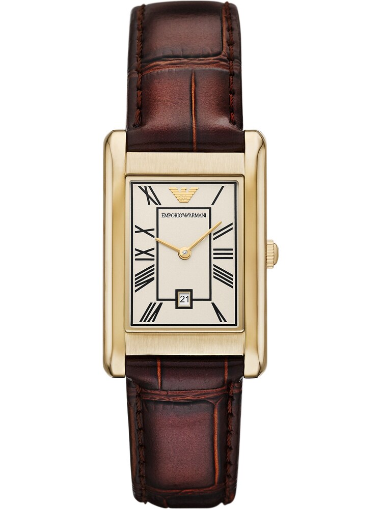 Emporio Armani Uhr Herren Größe One Size ecru / dunkelbraun / gold