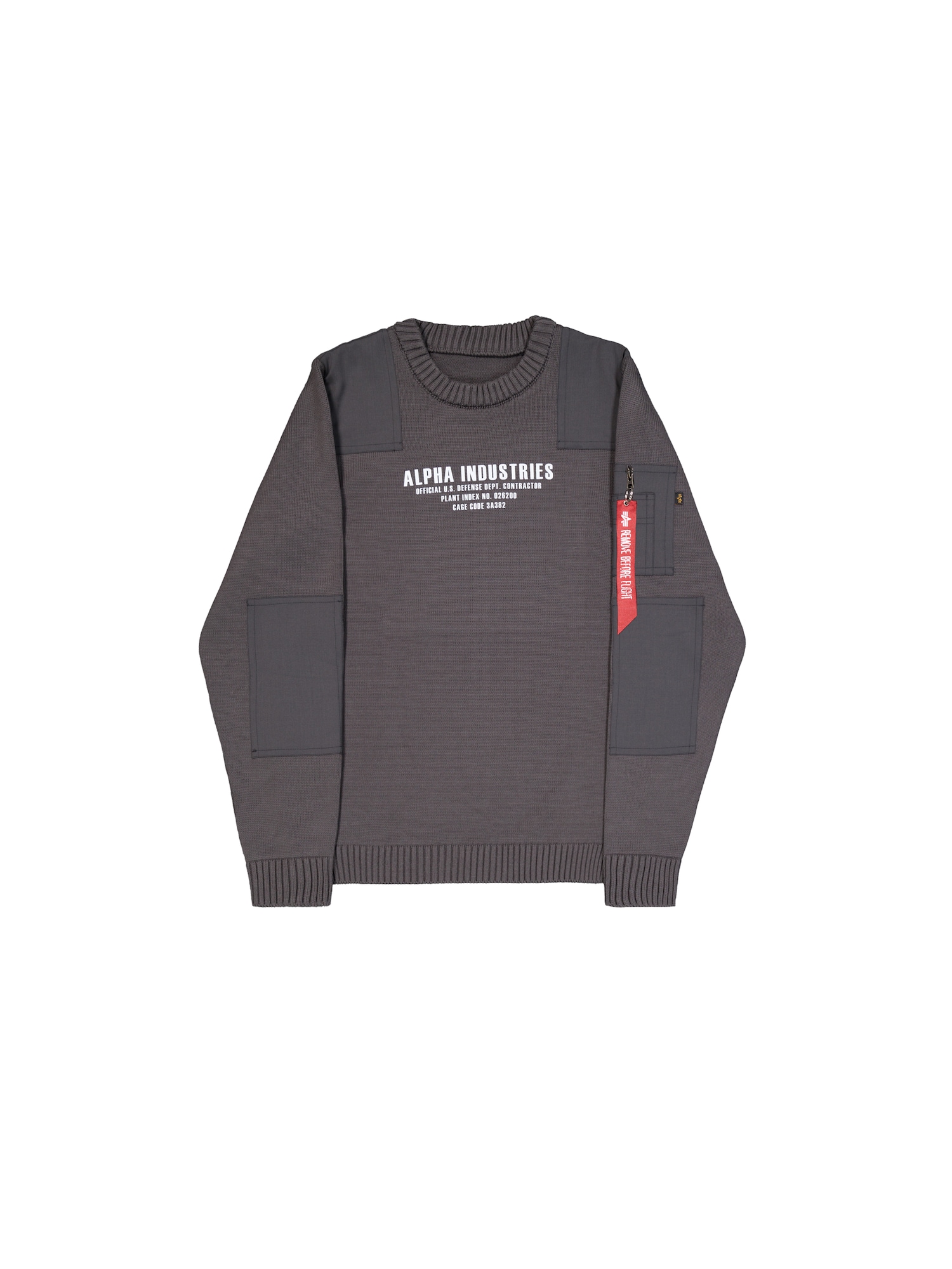 ALPHA INDUSTRIES Bluză de molton  gri închis / roșu / alb