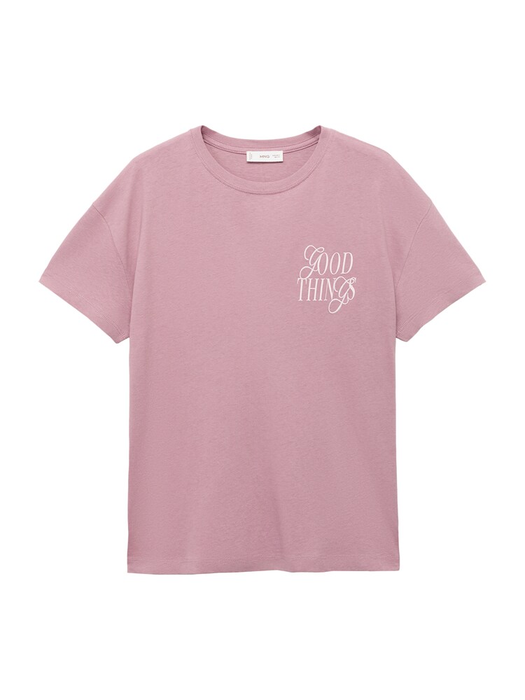 MANGO TEEN T-Shirt 'GOOD' Damen Größe XXXS rosa / offwhite