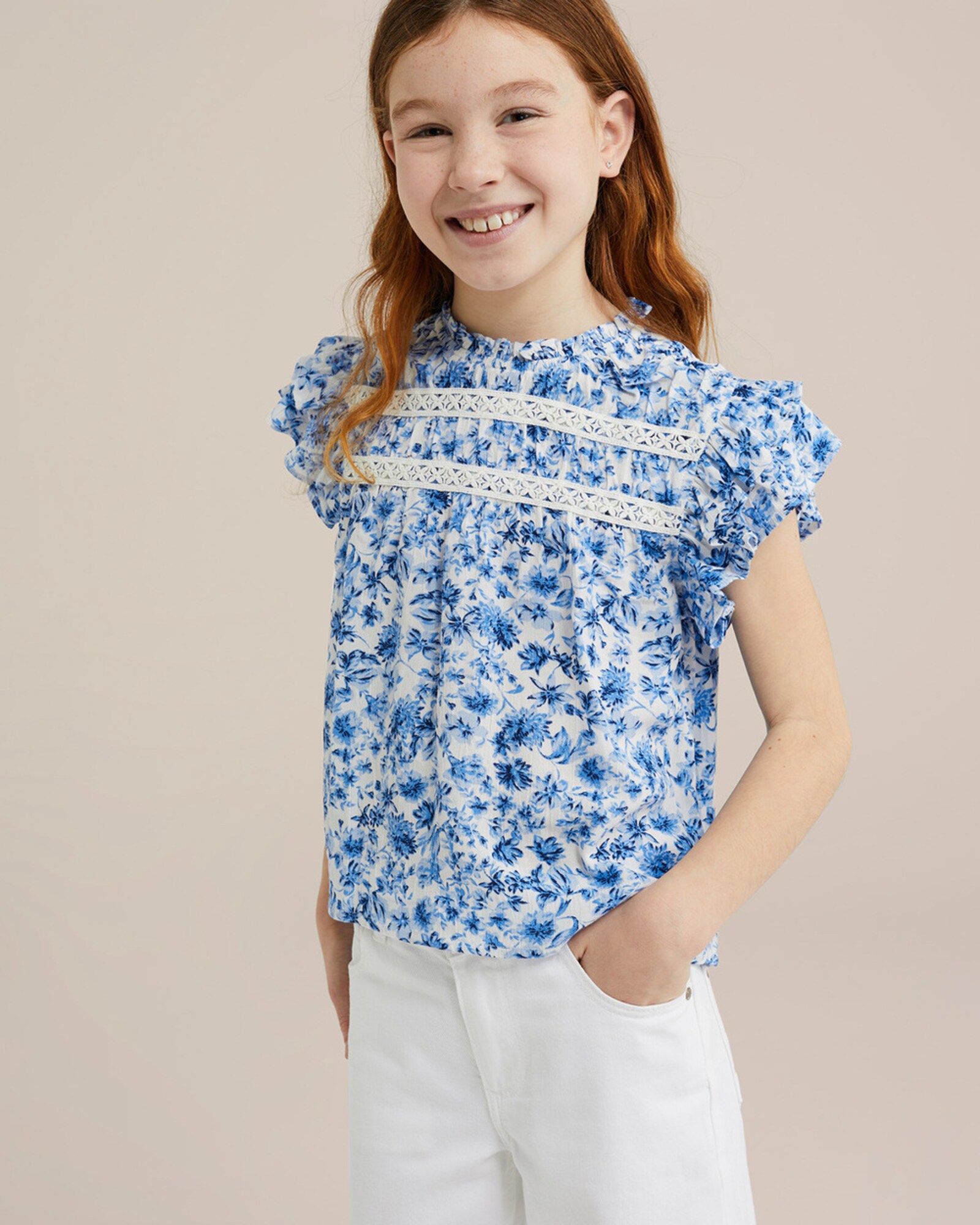 WE Fashion Blúz  tengerészkék / neonkék / világoskék / fehér termék 2. képe