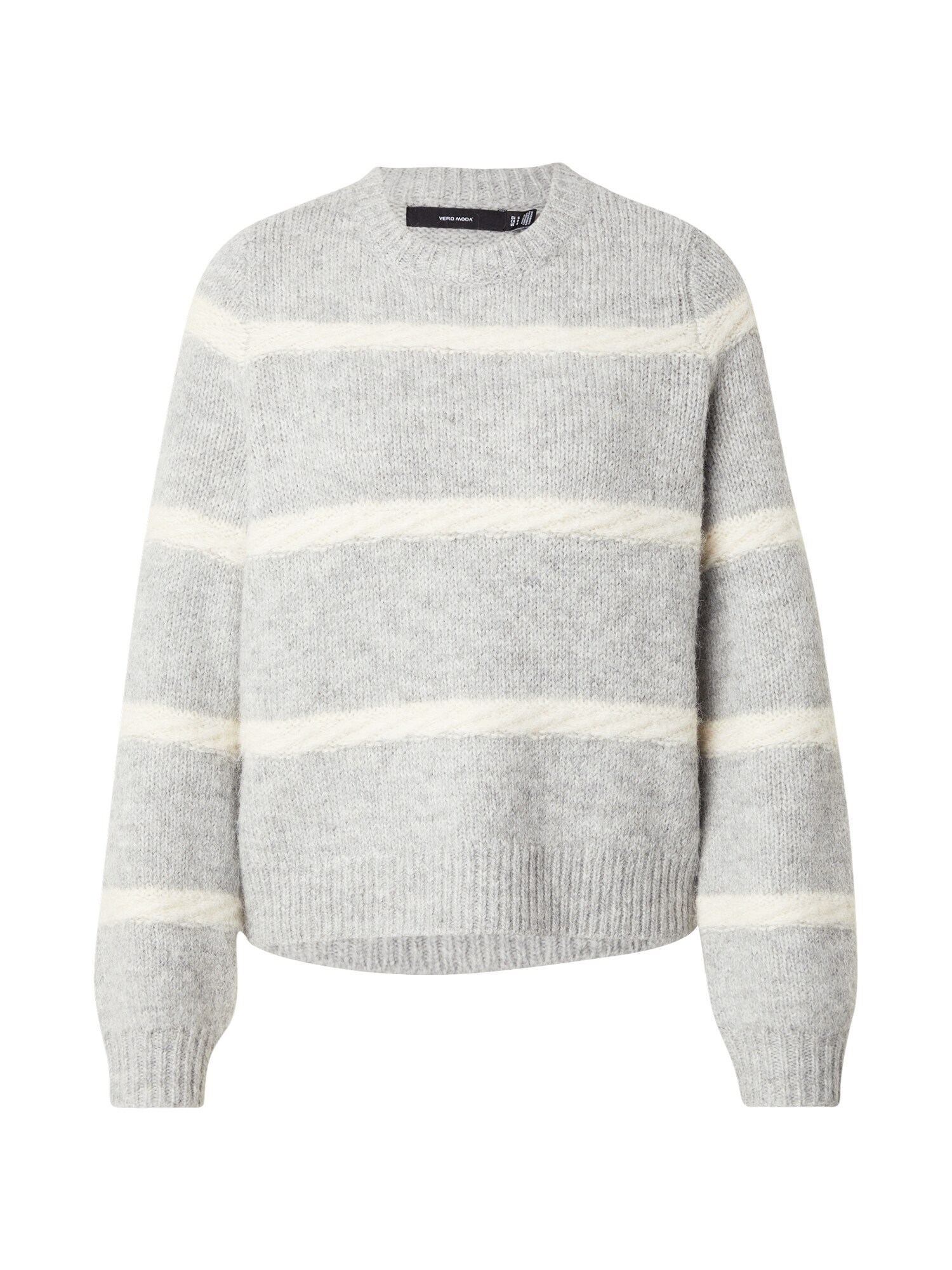 VERO MODA Sveter 'VMZADA'  sivá melírovaná / biela