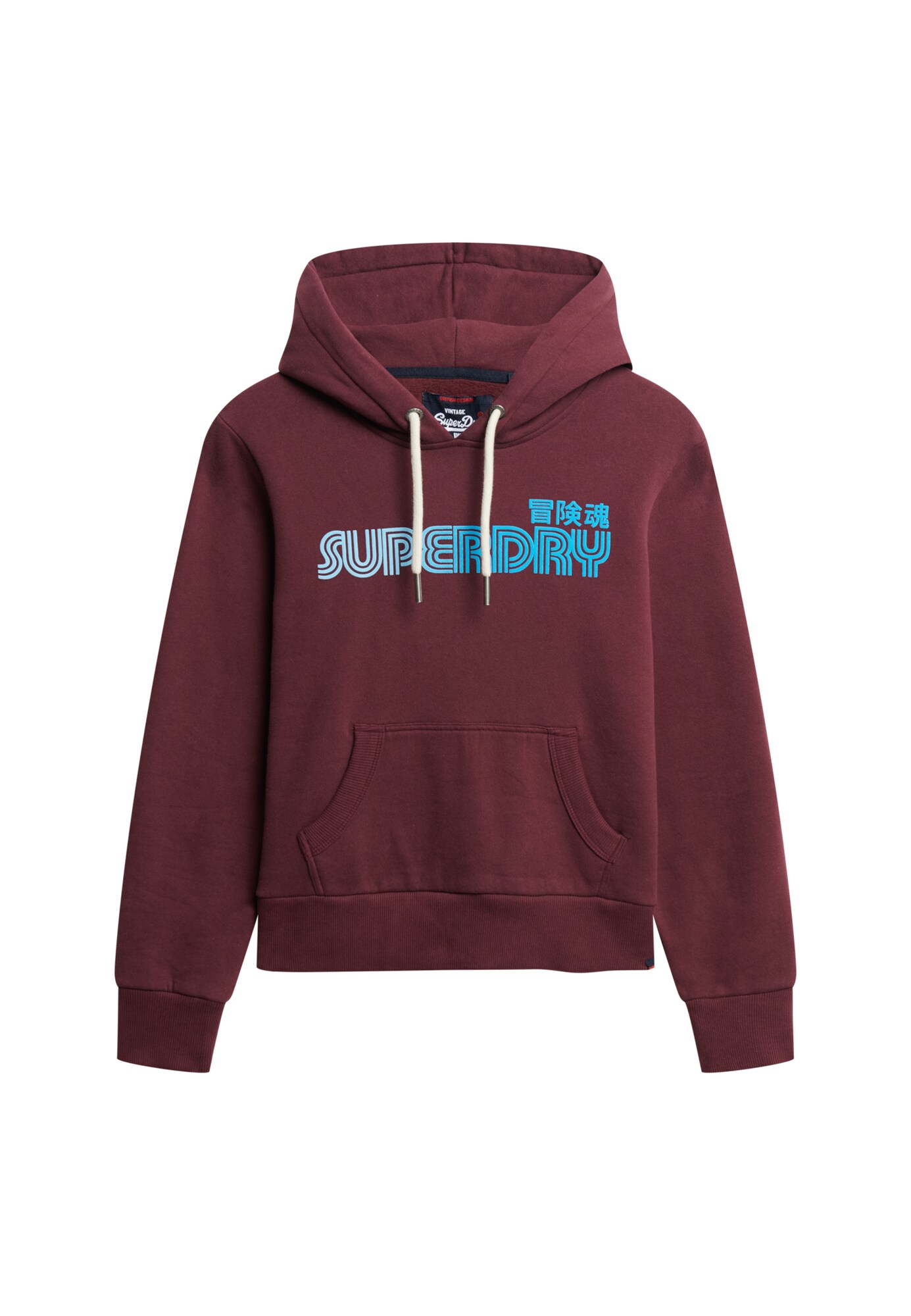 Superdry Bluză de molton  albastru deschis / roșu burgundy