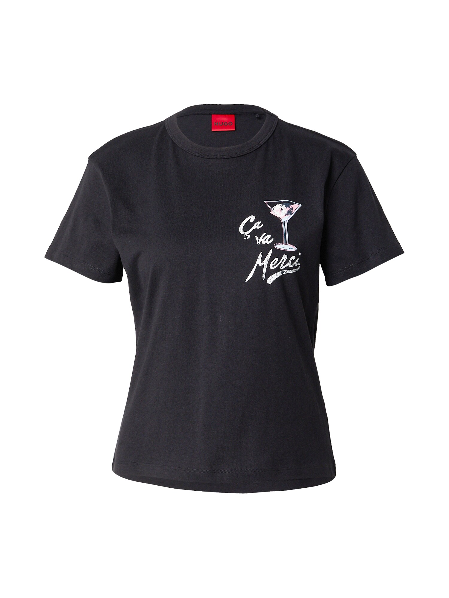 HUGO Tricou Destrel_2  negru / alb