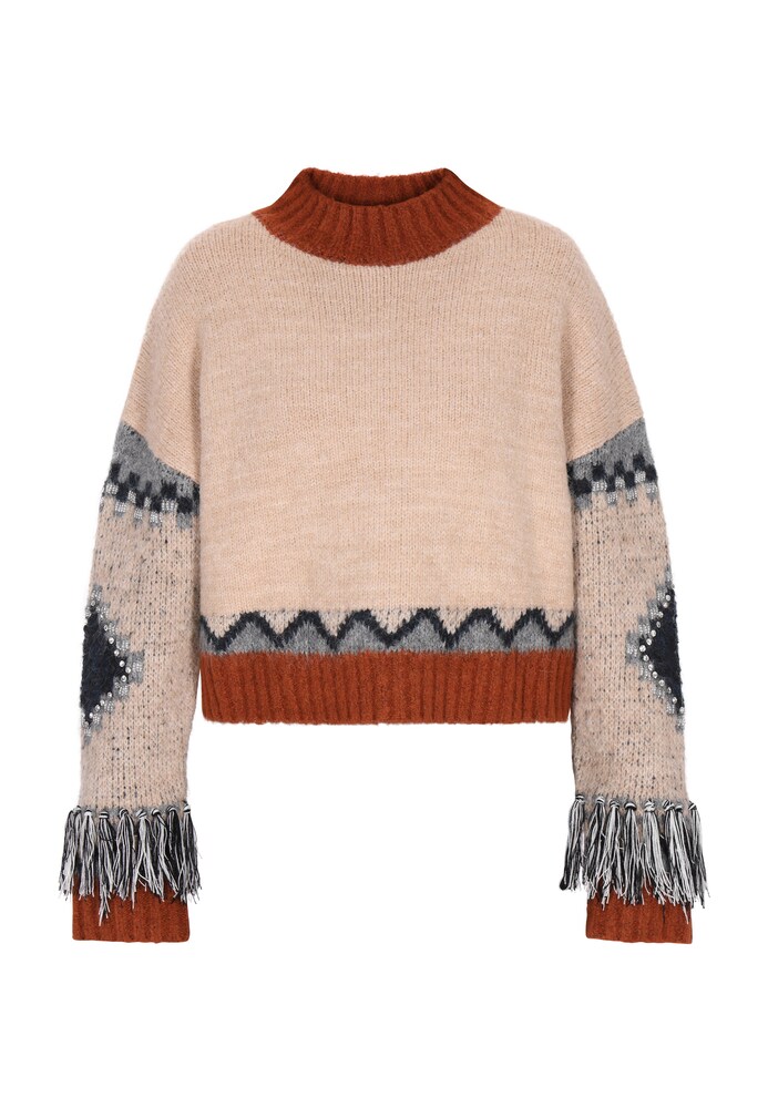 IZIA Pullover Damen Größe XL/XXL beige / rauchblau / dunkelorange