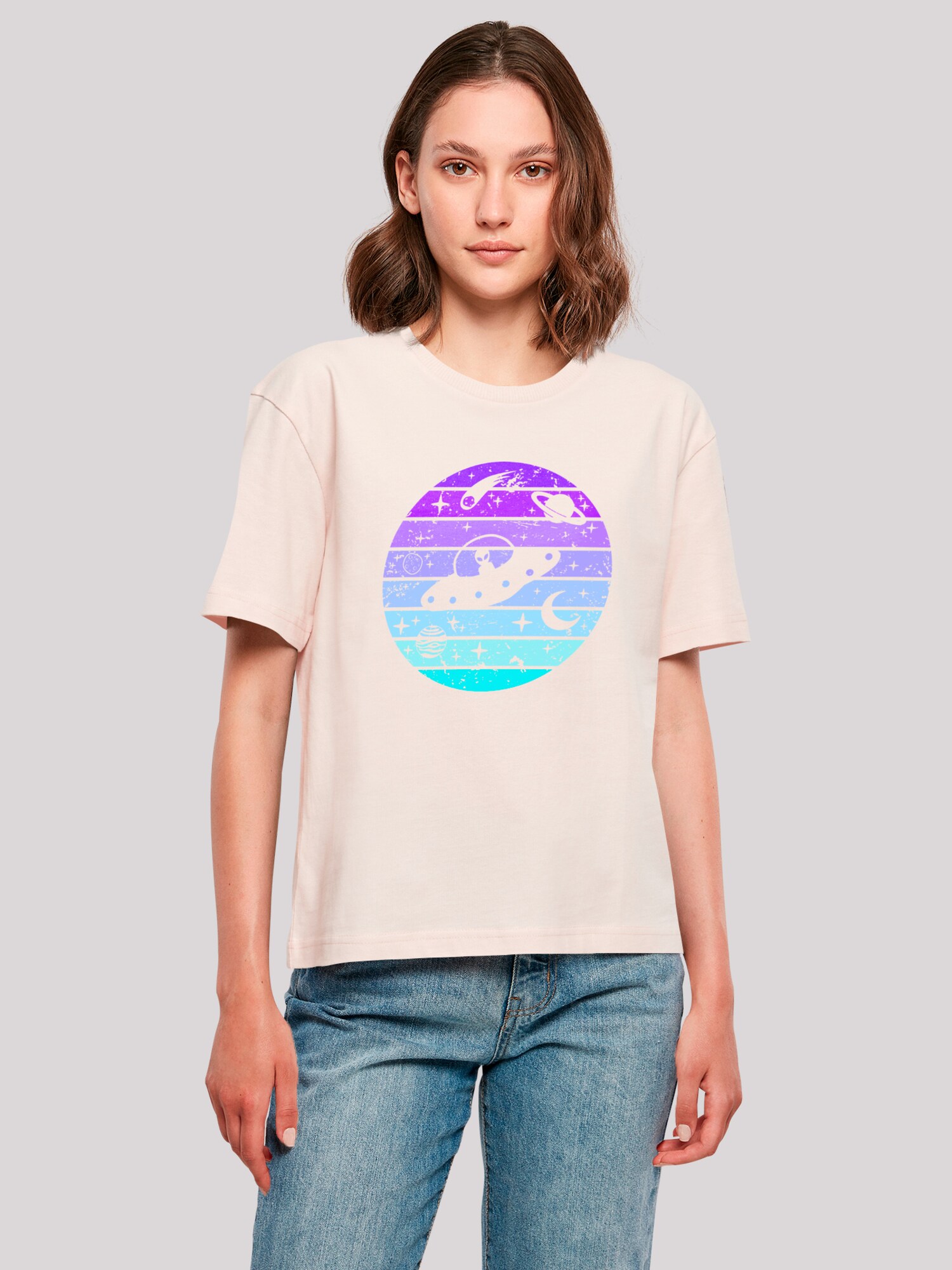 Thumbnail - F4NT4STIC T-Shirt Retro Alien Weltraum Sonnenuntergang