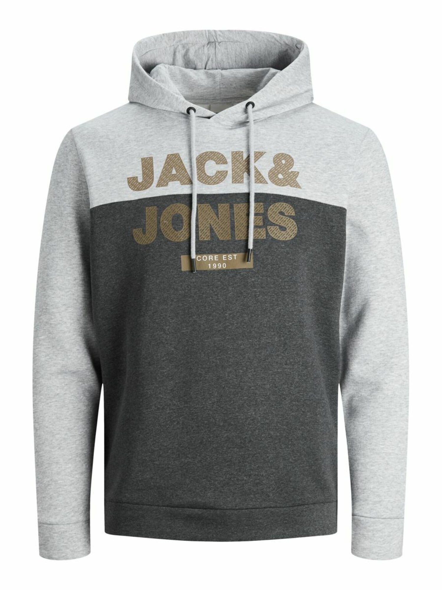 JACK & JONES Megztinis be užsegimo  tamsiai pilka / pilka / ruda