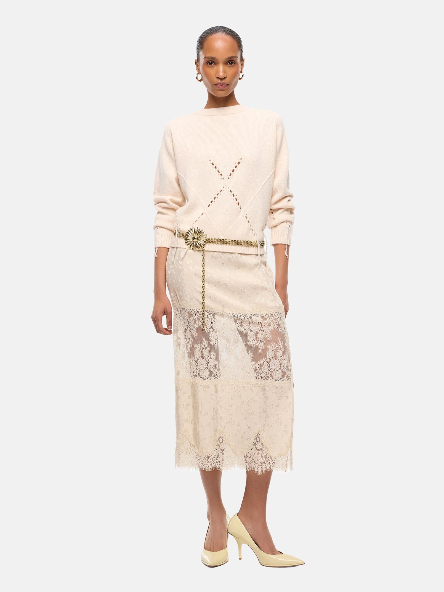 PINKO Jersey 'PINKO BERNA PULL ARGYLE TRAFORATO Maglieria' beige – imagen 3