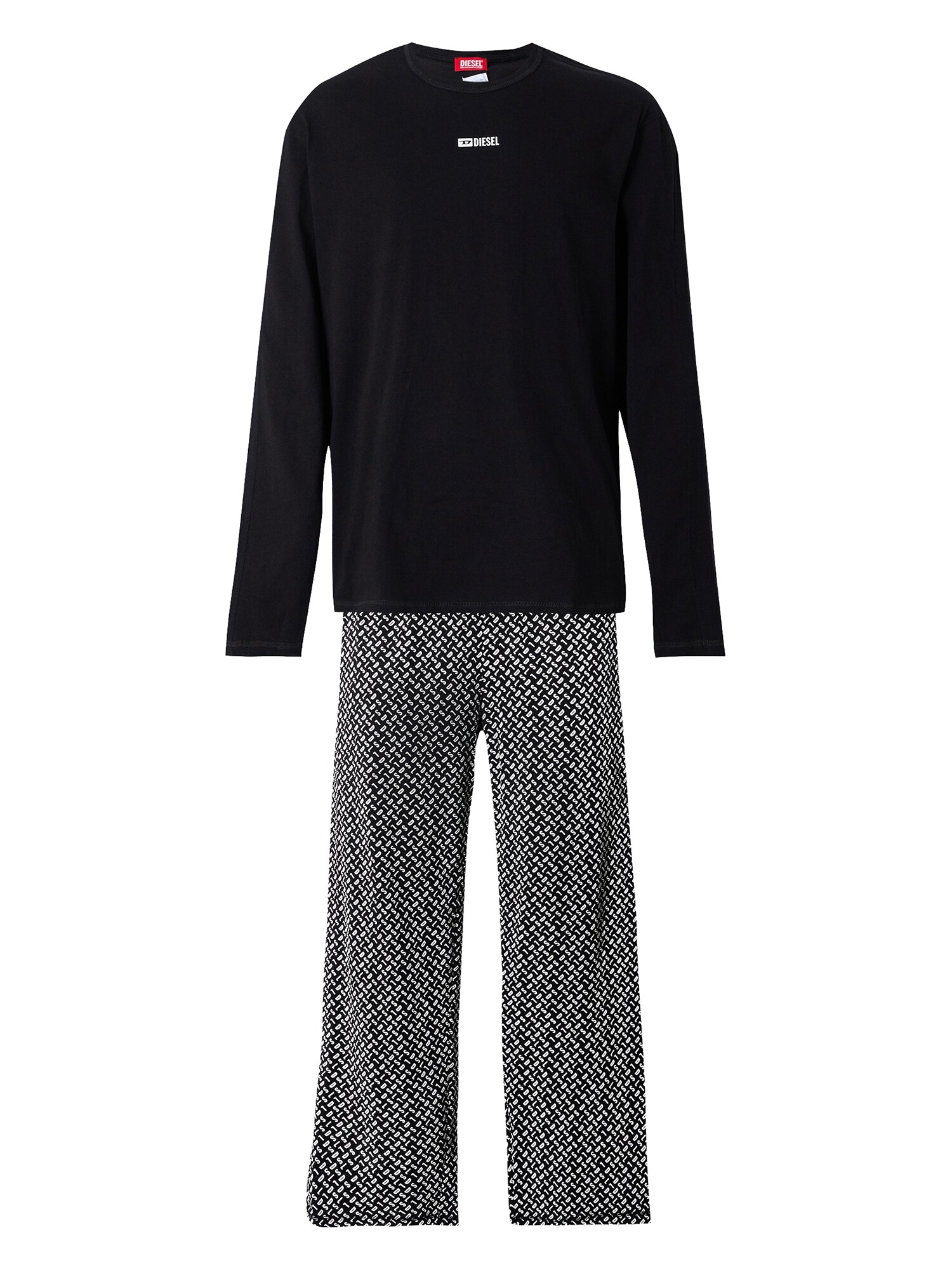 DIESEL Pijama lungă NOLAN negru / alb