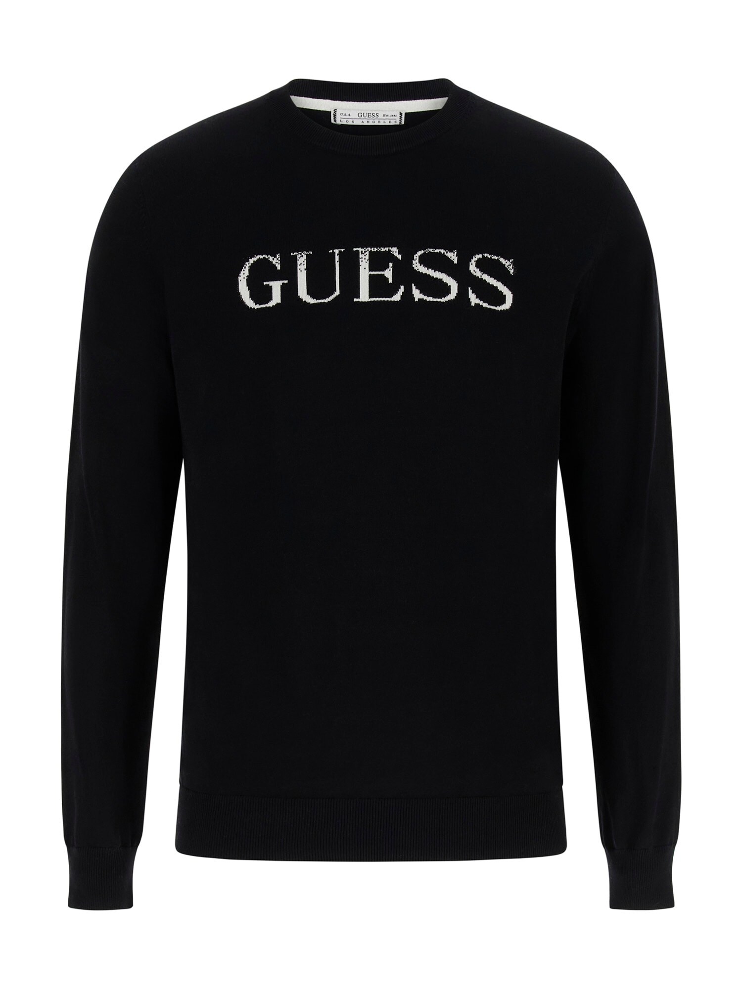 GUESS Pulover KANE  negru / alb